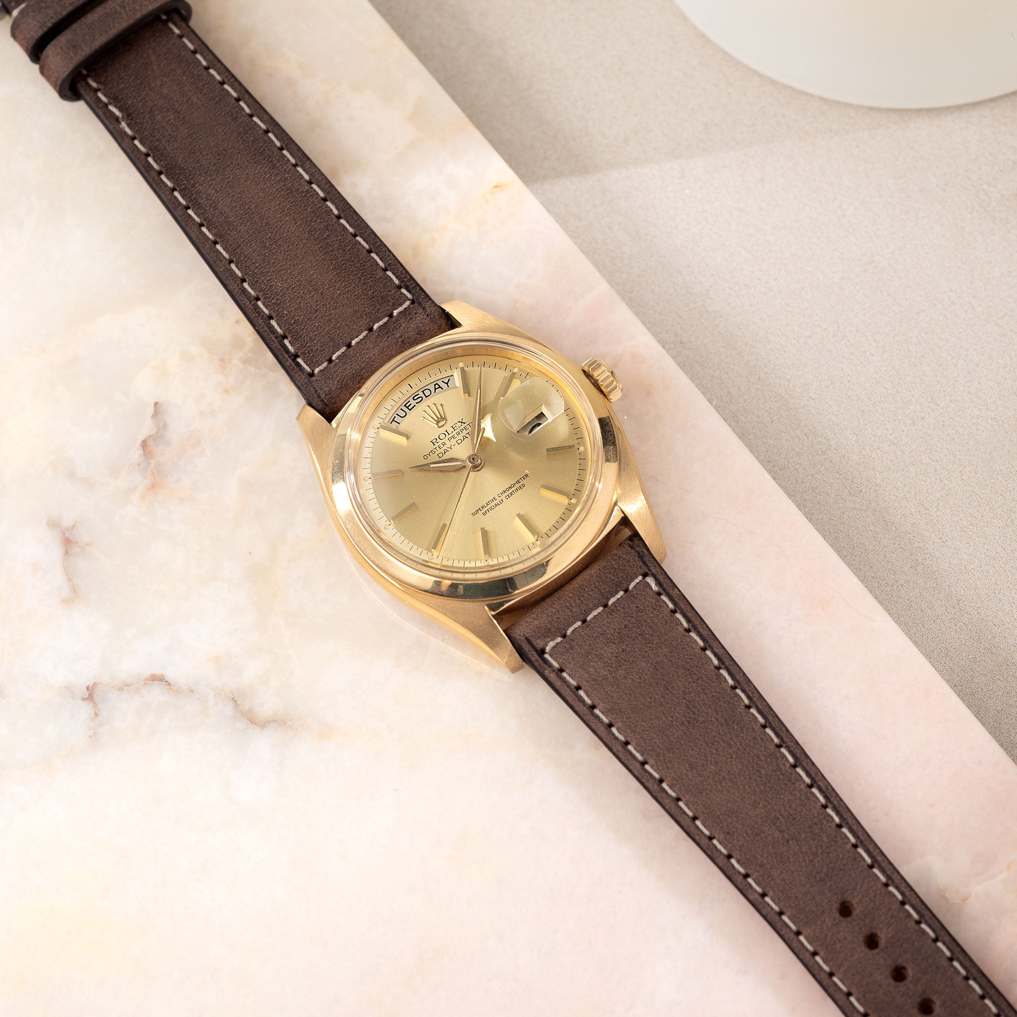 Soil_Brown_Leather_Watch_Strap_For_Rolex_Daydate