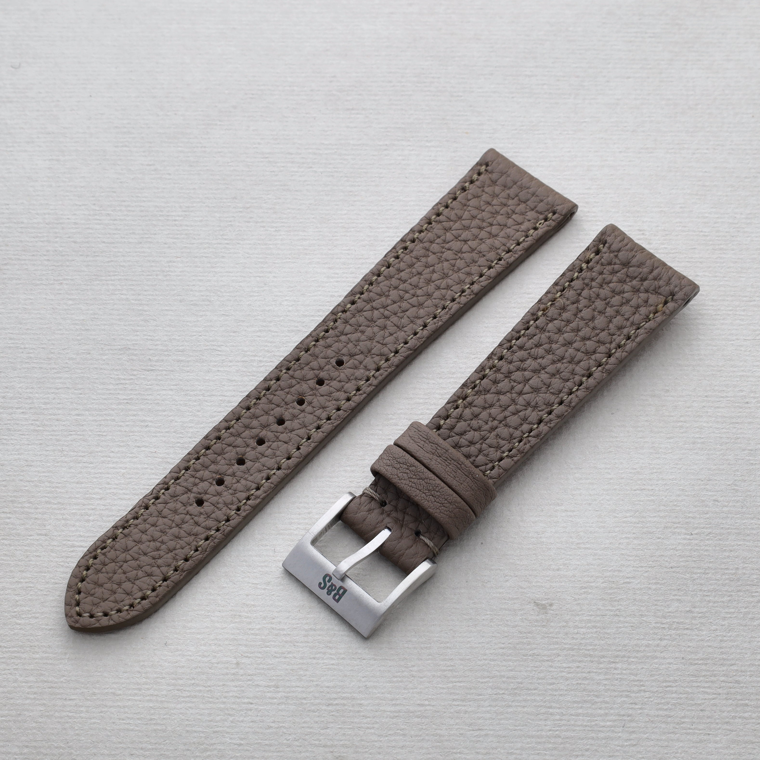 Sample Sale - Togo Taupe Grey Tonal Leather Watch Strap - 20mm