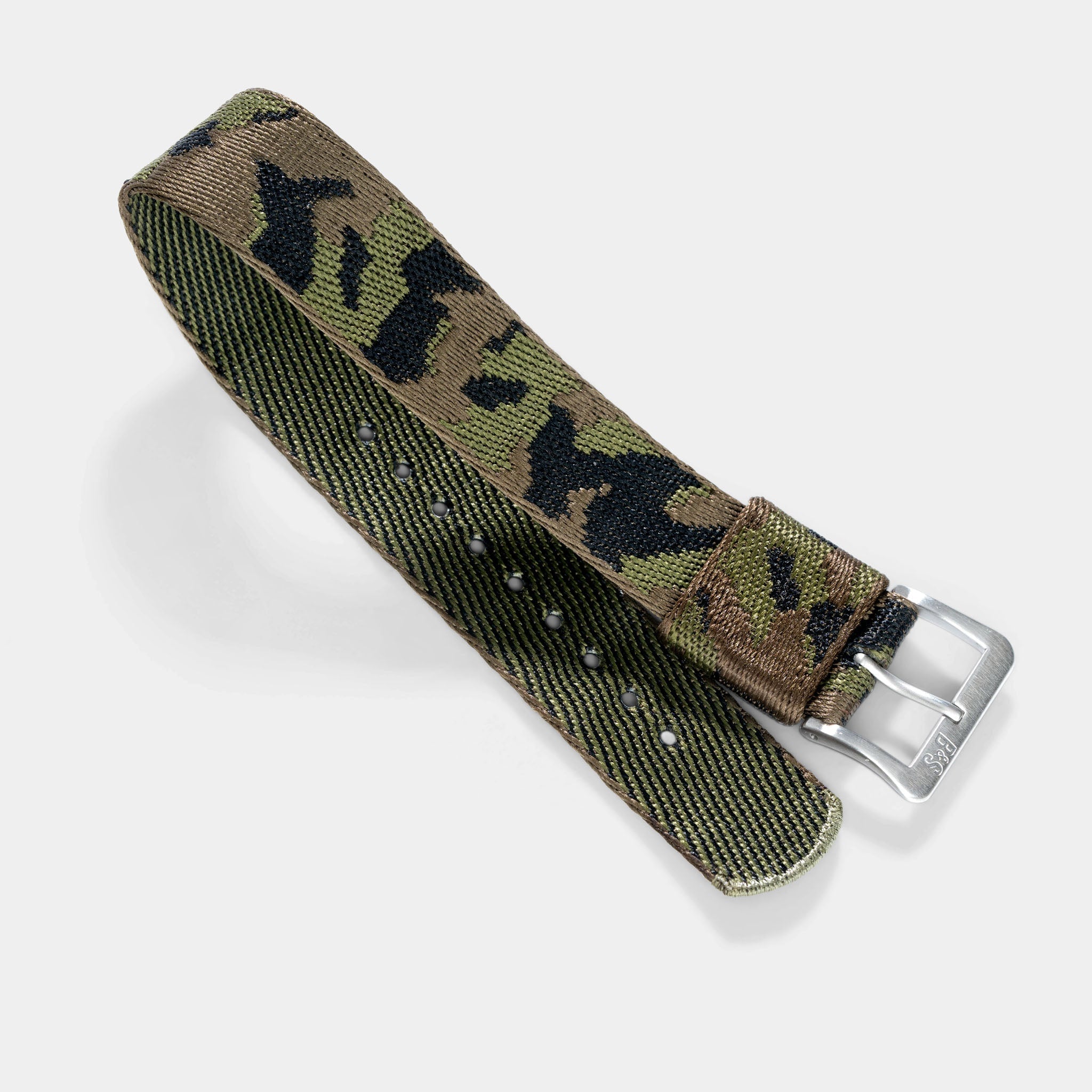 green_Camo_Jacquard_Single_Pass_Watch_Strap_For_Luxury_Sport_Watches