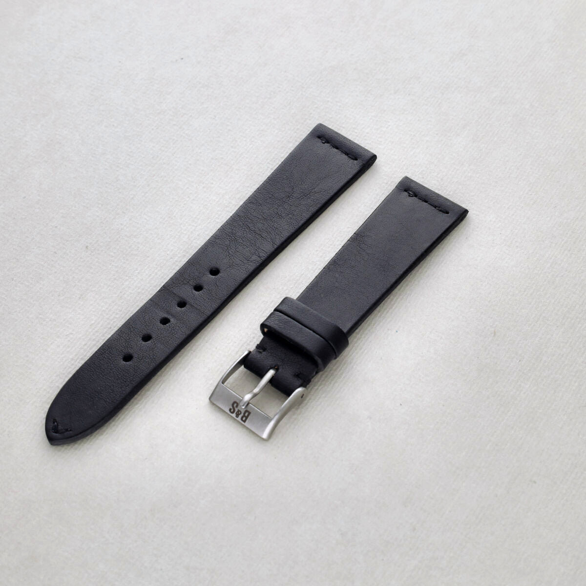 Sample Sale - black Straight Stitch Leather Watch Strap