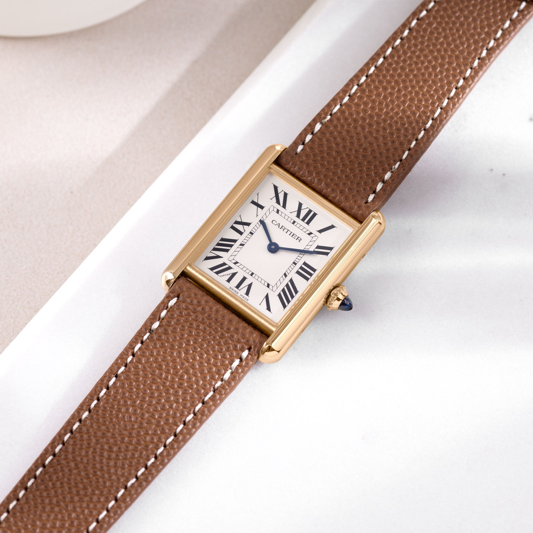 Strap for Cartier Tank Louis (2021-2024) - The Pebbled Brown