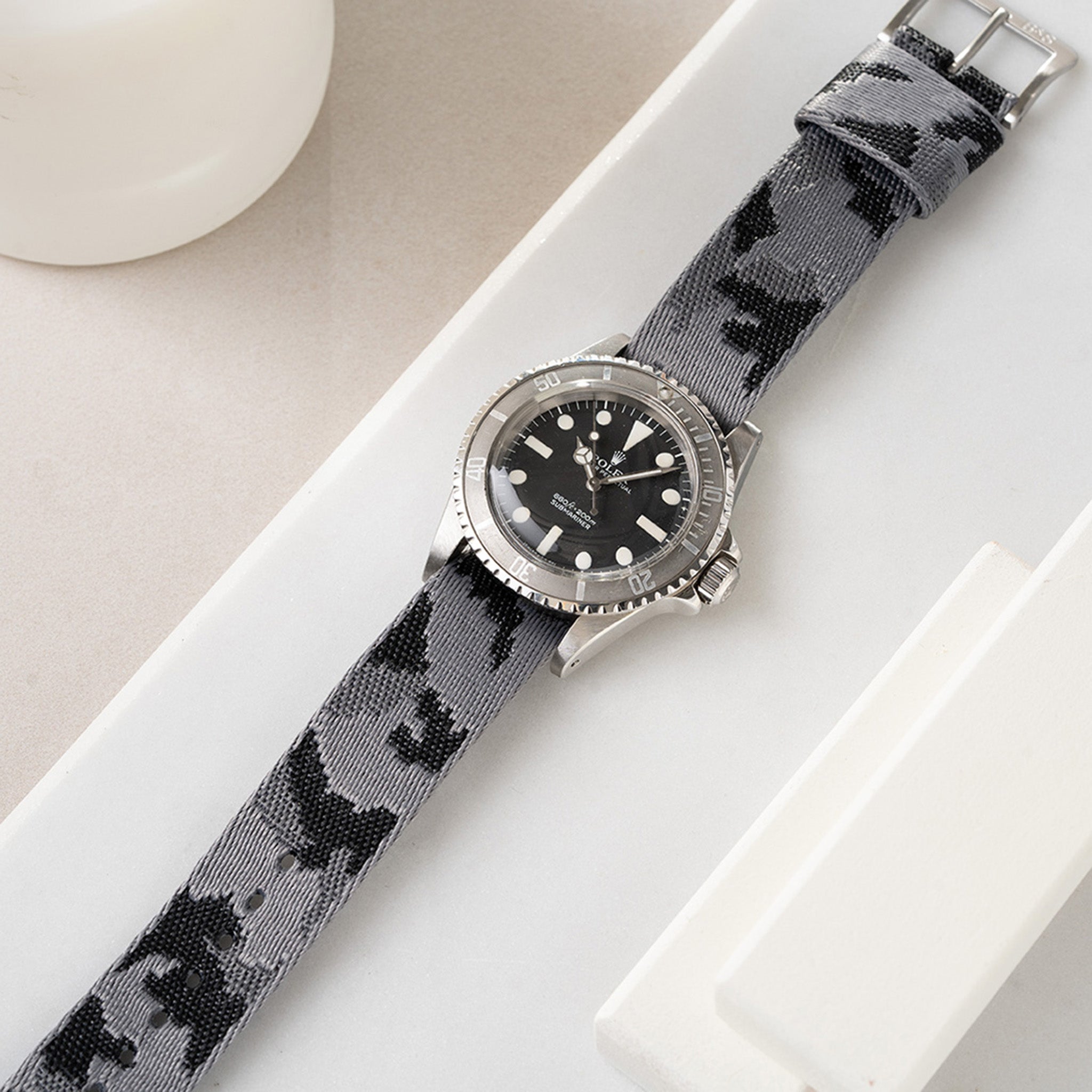 grey_Camo_Jacquard_Single_Pass_Watch_Strap_For_Rolex_Submariner_5513