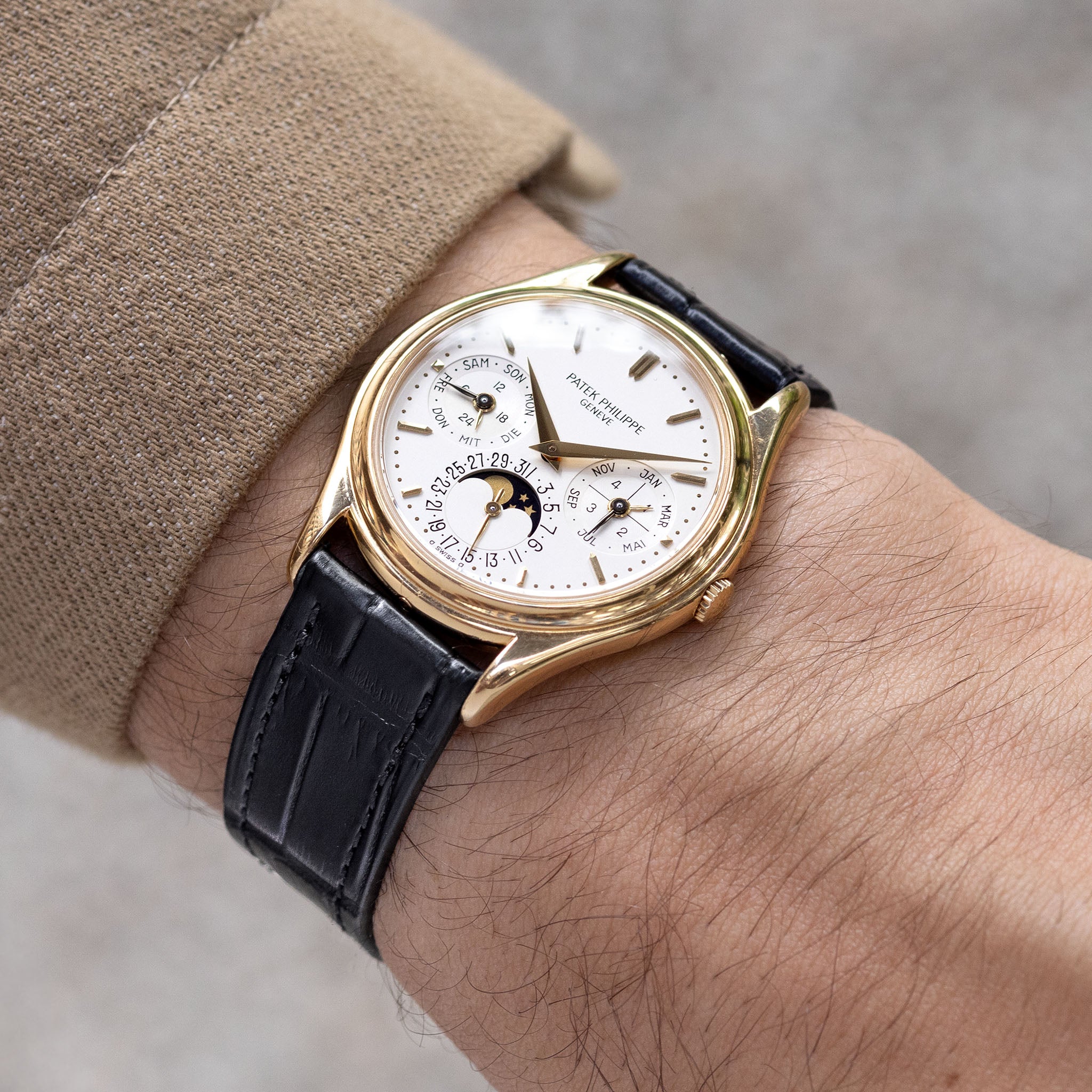 Strap for Patek Philippe 3940 Perpetual - Black Premium Full-Cut Allig