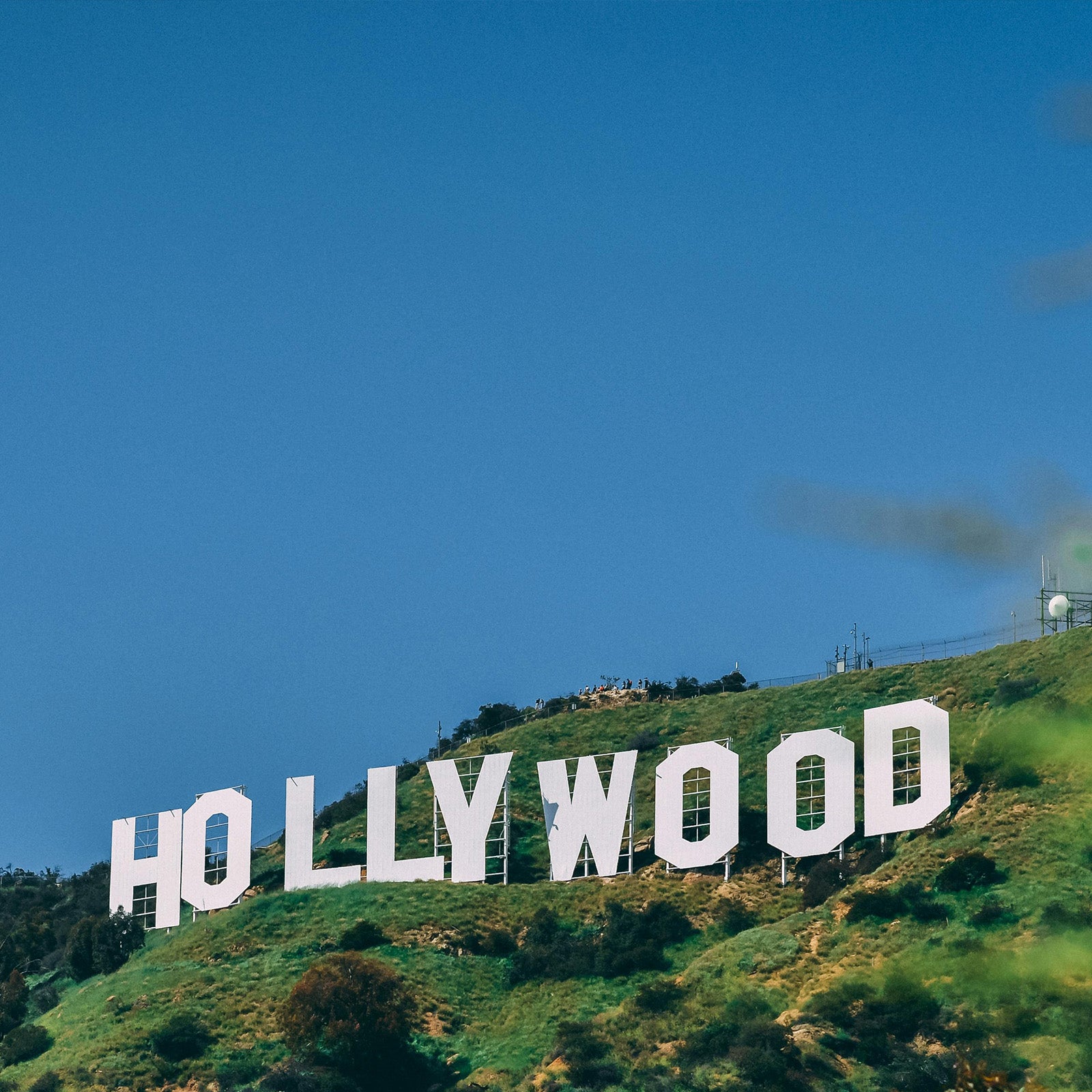 view on Hollywood hills in bright Sun