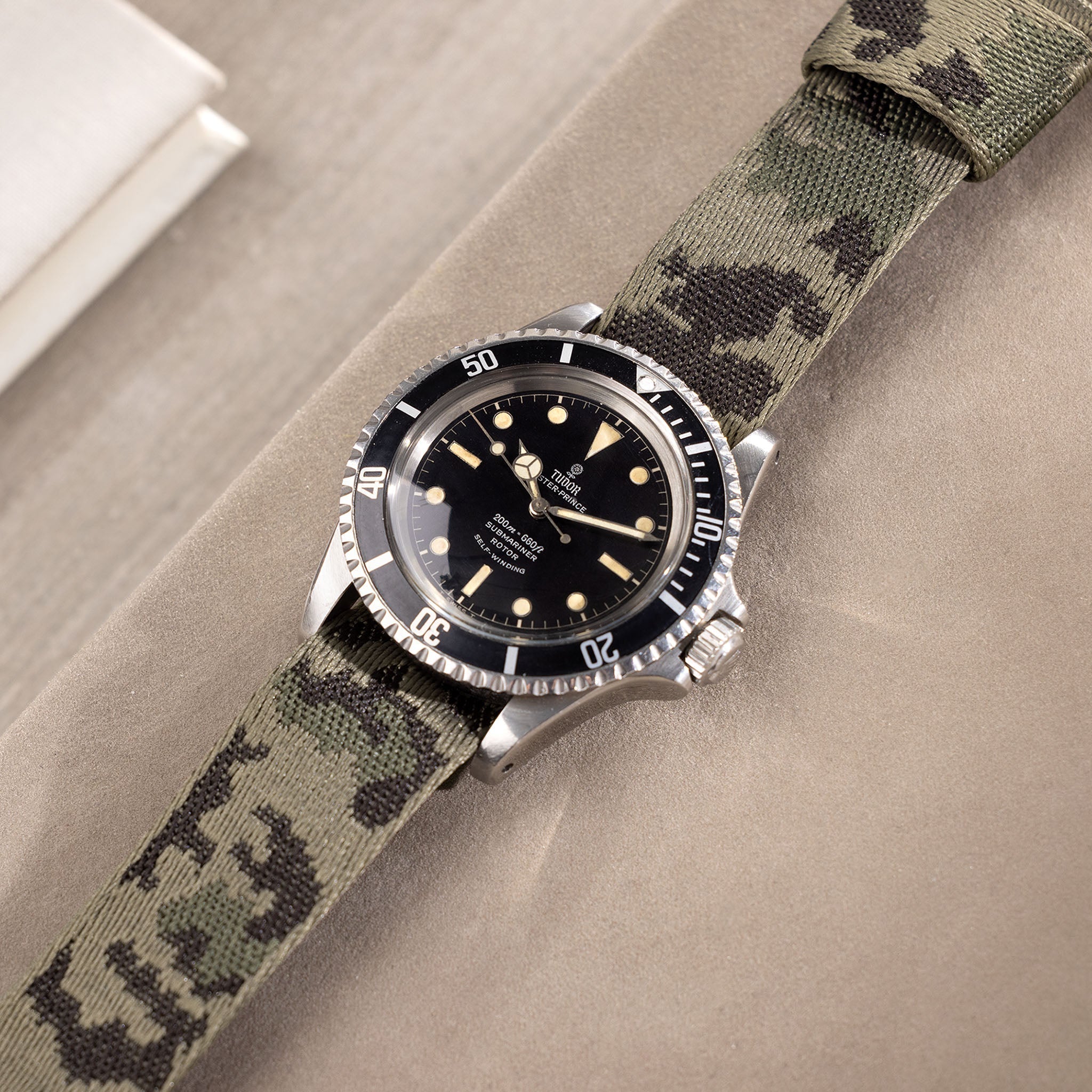 Camo Jacquard Single Pass Watch Strap For Tudor 7928 Submariner