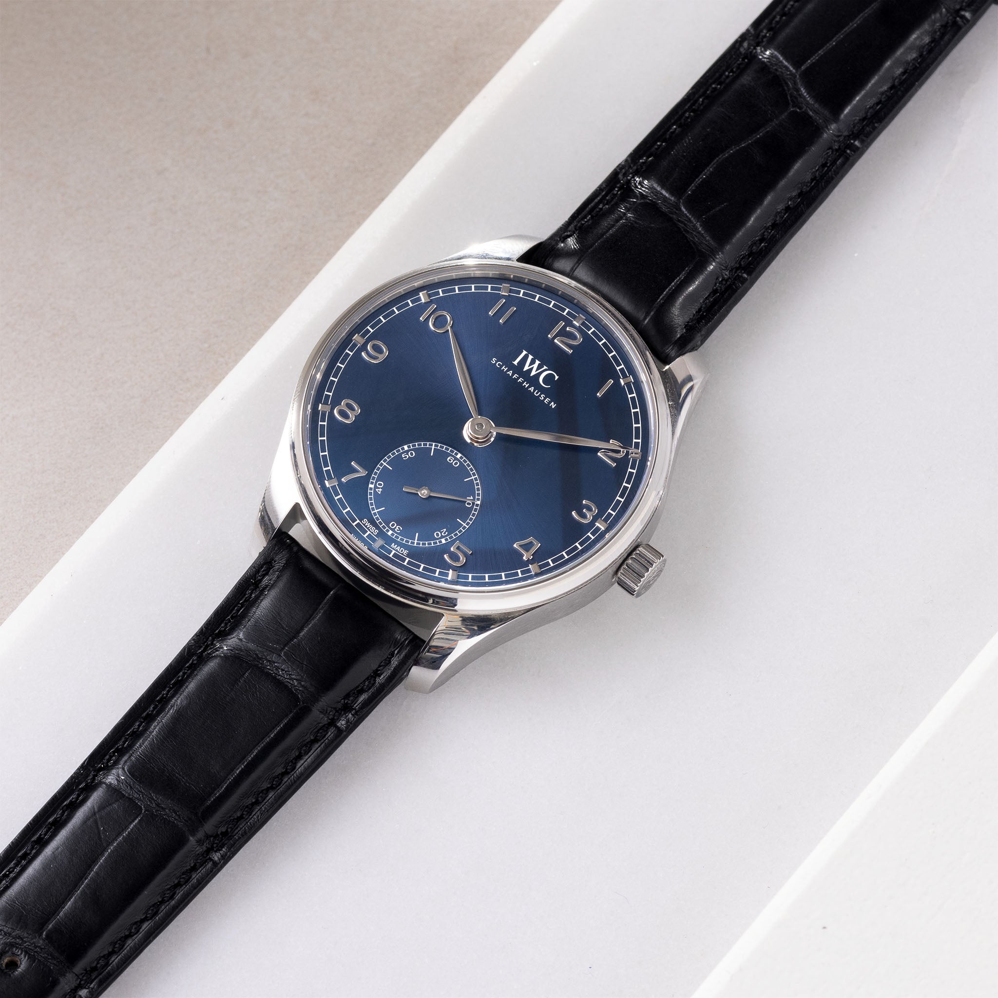 Finest_Quality_Black_Alligator_Watch_Strap_For_IWC_Portugieser_IW358305_Steel_blue