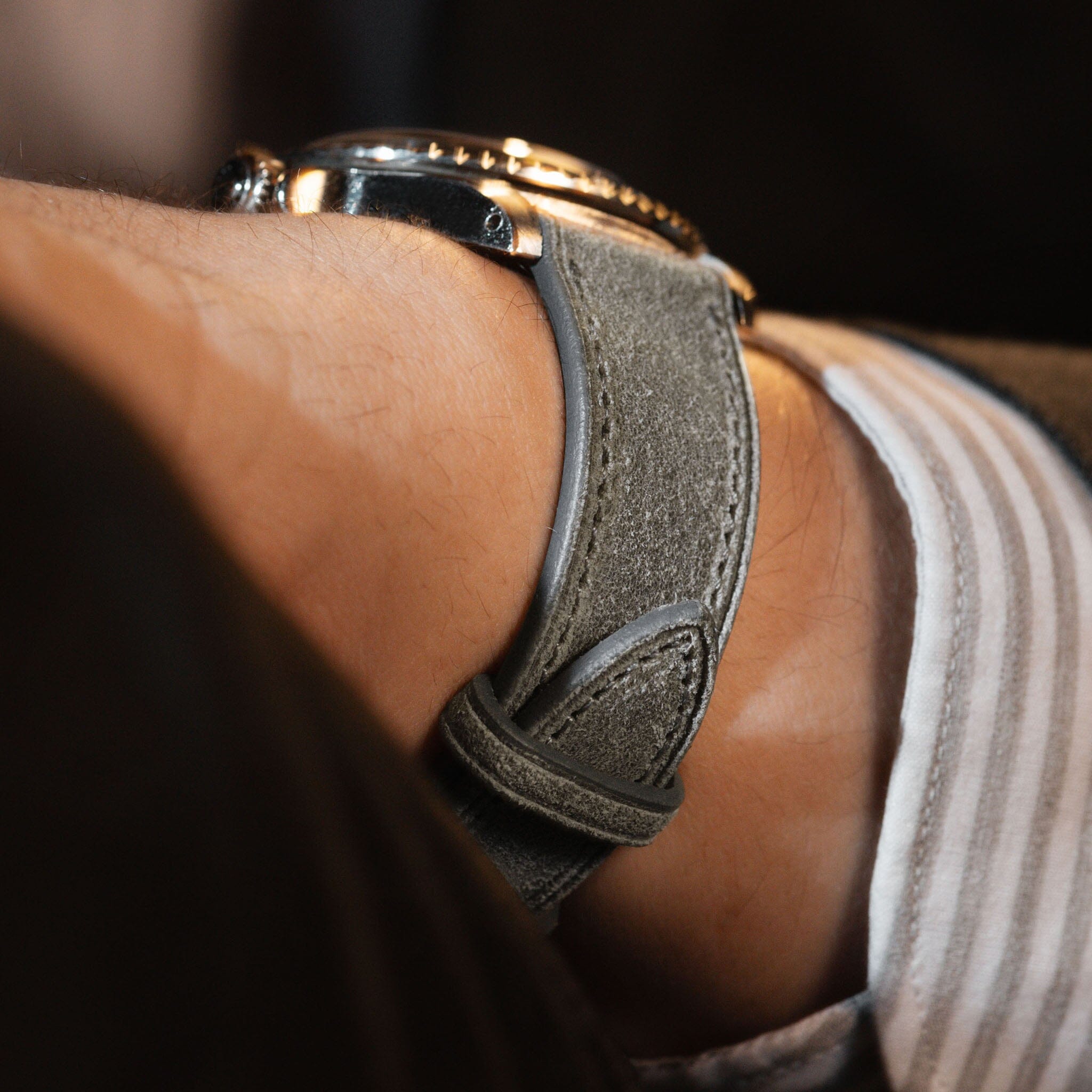 The Mayfair Grey Leather Watch Strap - Jubilee Edition