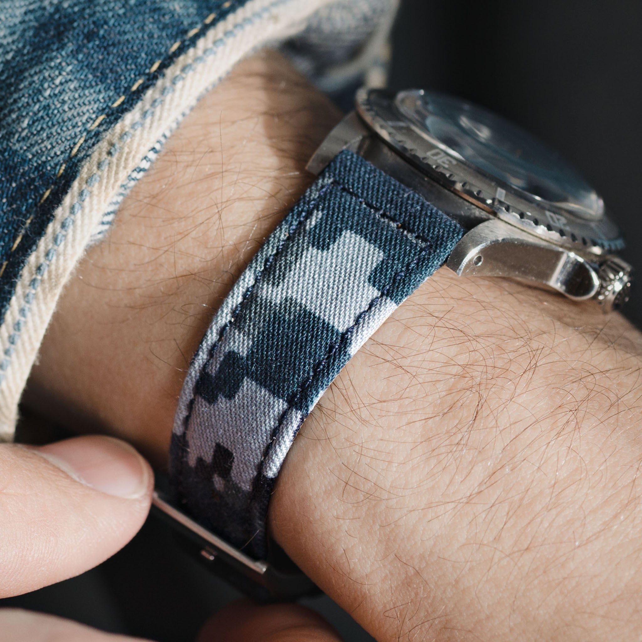 The Skyline Camo Watch Strap – Made From Original US Army Fabric– Jubilee Edition