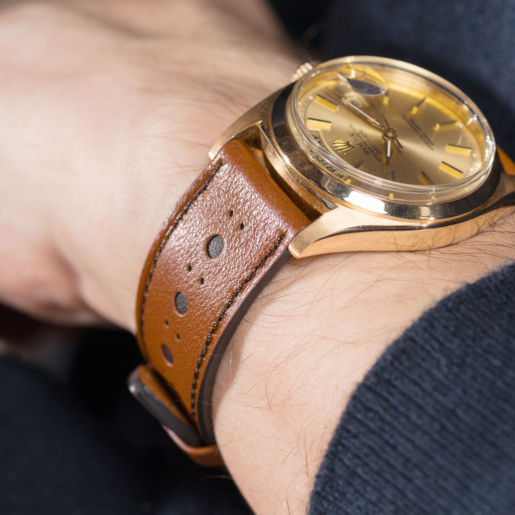 The Brown Brogue Leather Watch Strap – Jubilee Edition