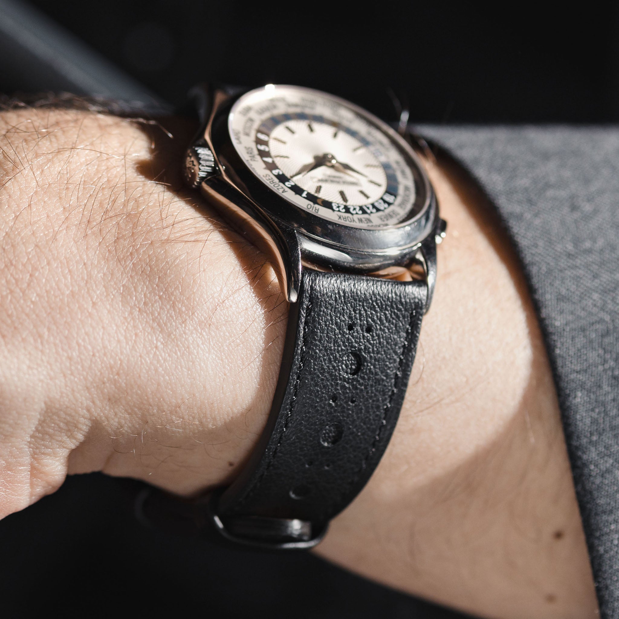The Wall Street Black Brogue Leather Watch Strap – Jubilee Edition