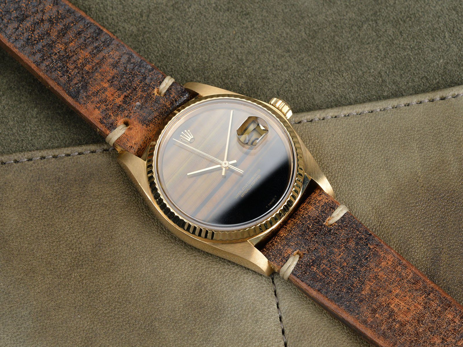 ROLEX 18 KT GOLD DATEJUST 16018 ‘TIGER EYE’