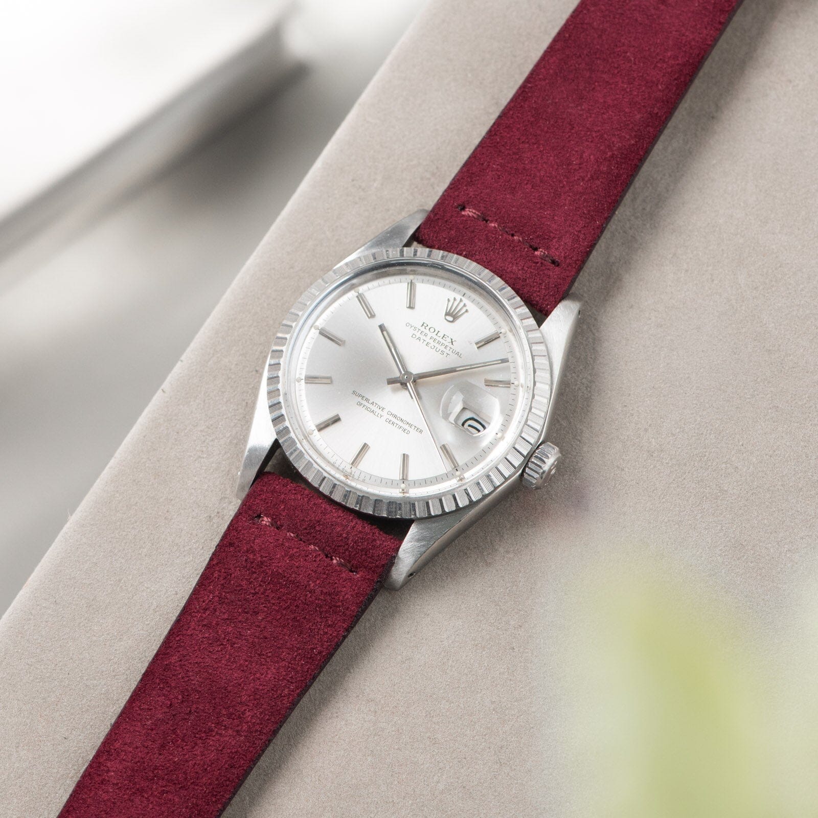 Fossil Vintage Muse Automatic Skeleton Maroon Dial Maroon Leather Strap  Watch for Women