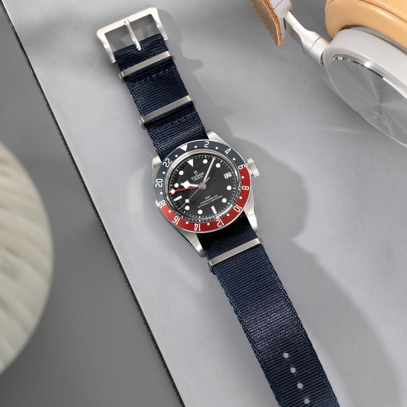 Rolex Deluxe Nylon Single Pass Watch Strap Navy Blue