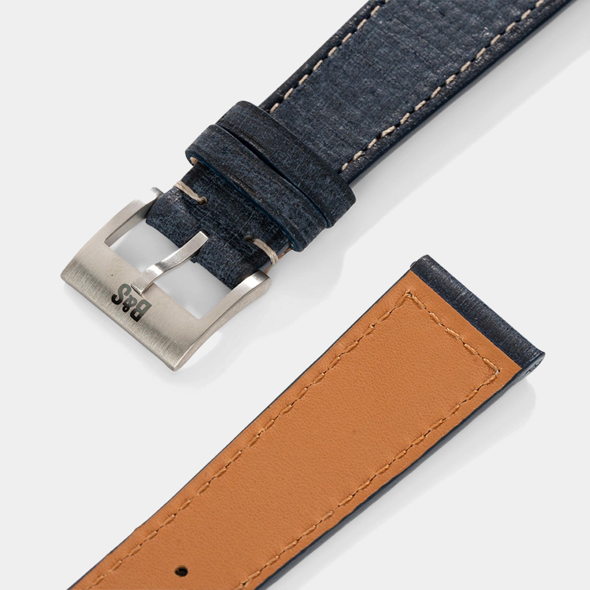 Strap for IWC Portofino - Linen Boxed Leather Denim Blue