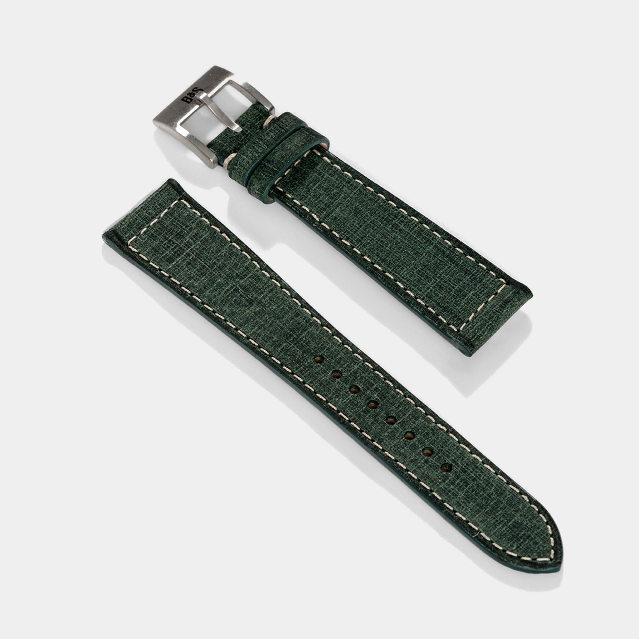 Strap for Rolex Explorer 2 - Linen Boxed Leather Elegant Green (20mm)