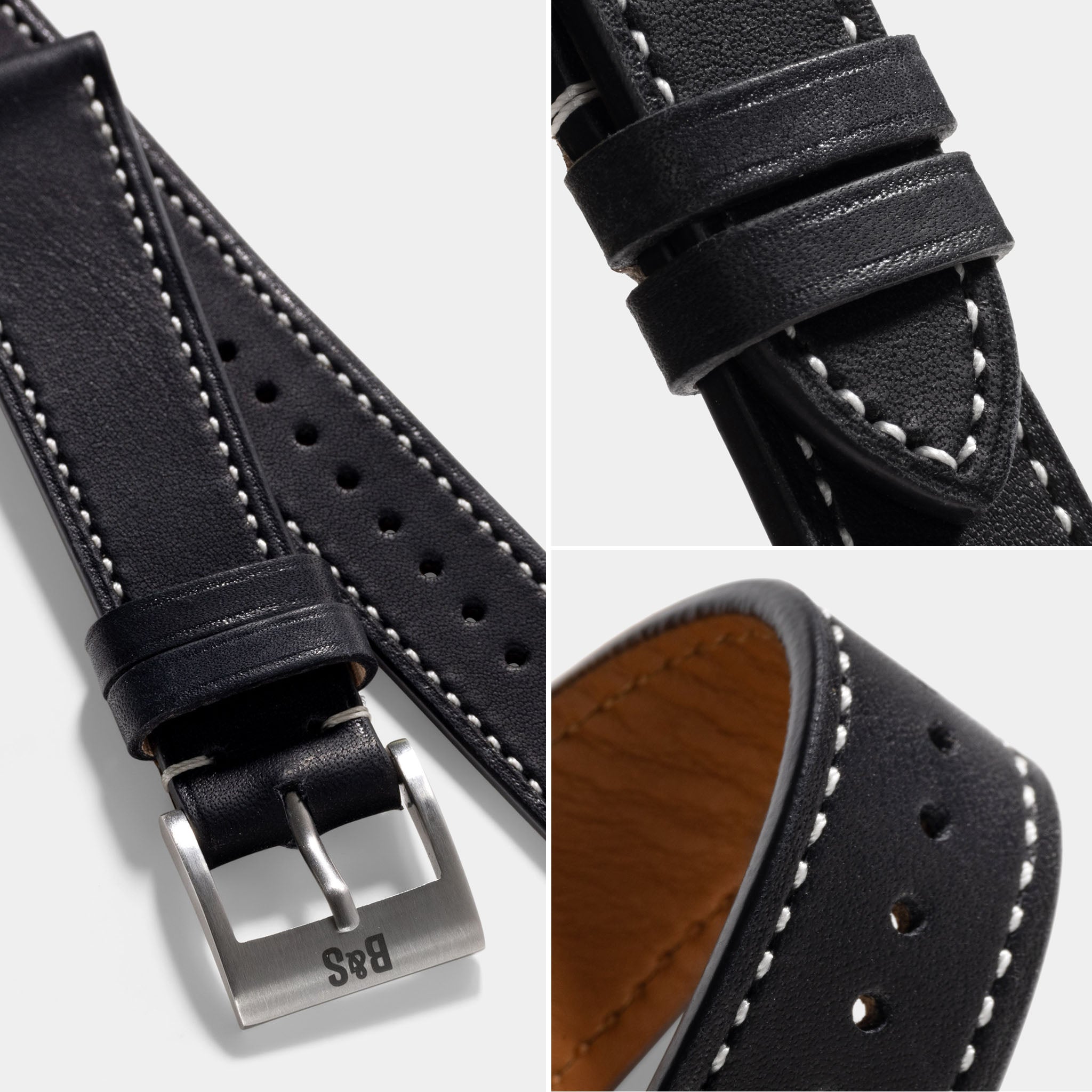 Strap for Tudor Black Bay 54 Barenia Black Leather Watch Strap