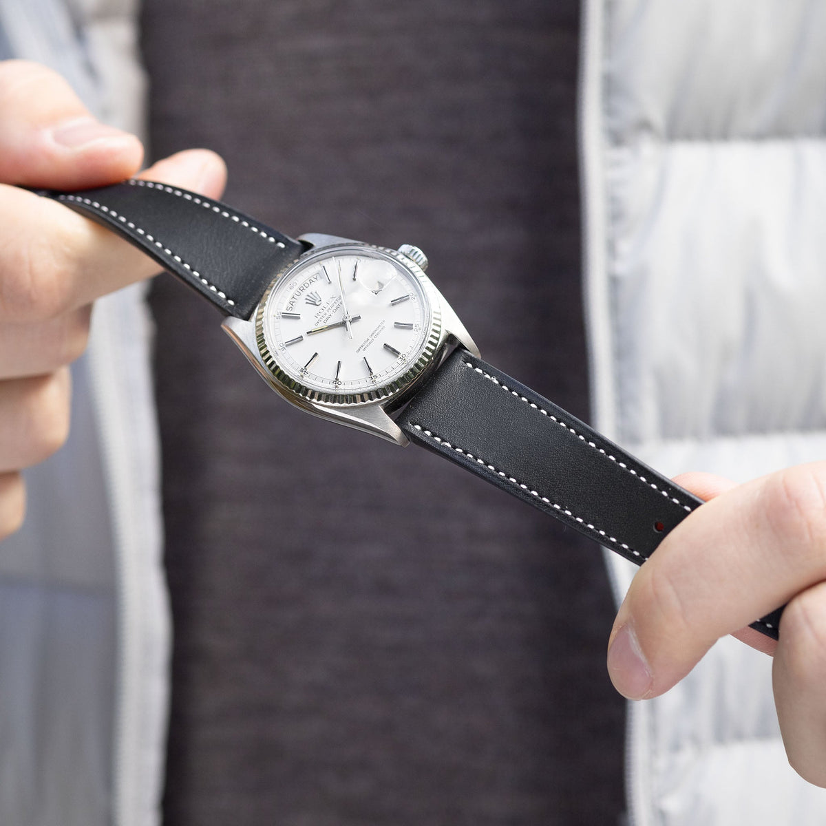 Chevalin Black Leather Watch Strap