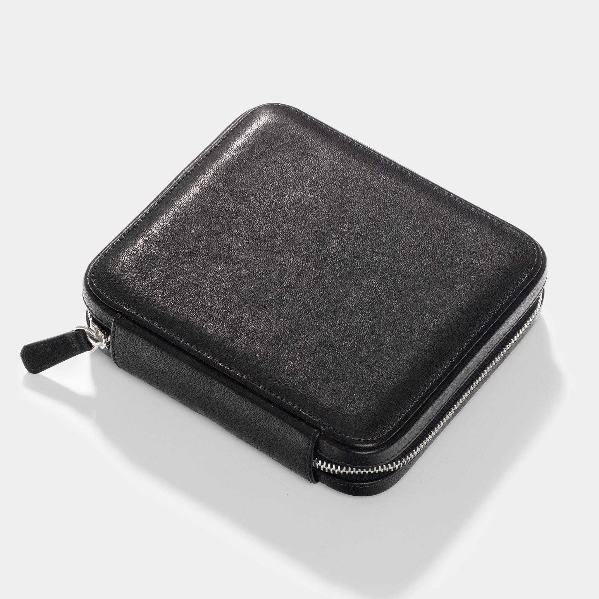 Black 4 Watch Leather Zip Folder