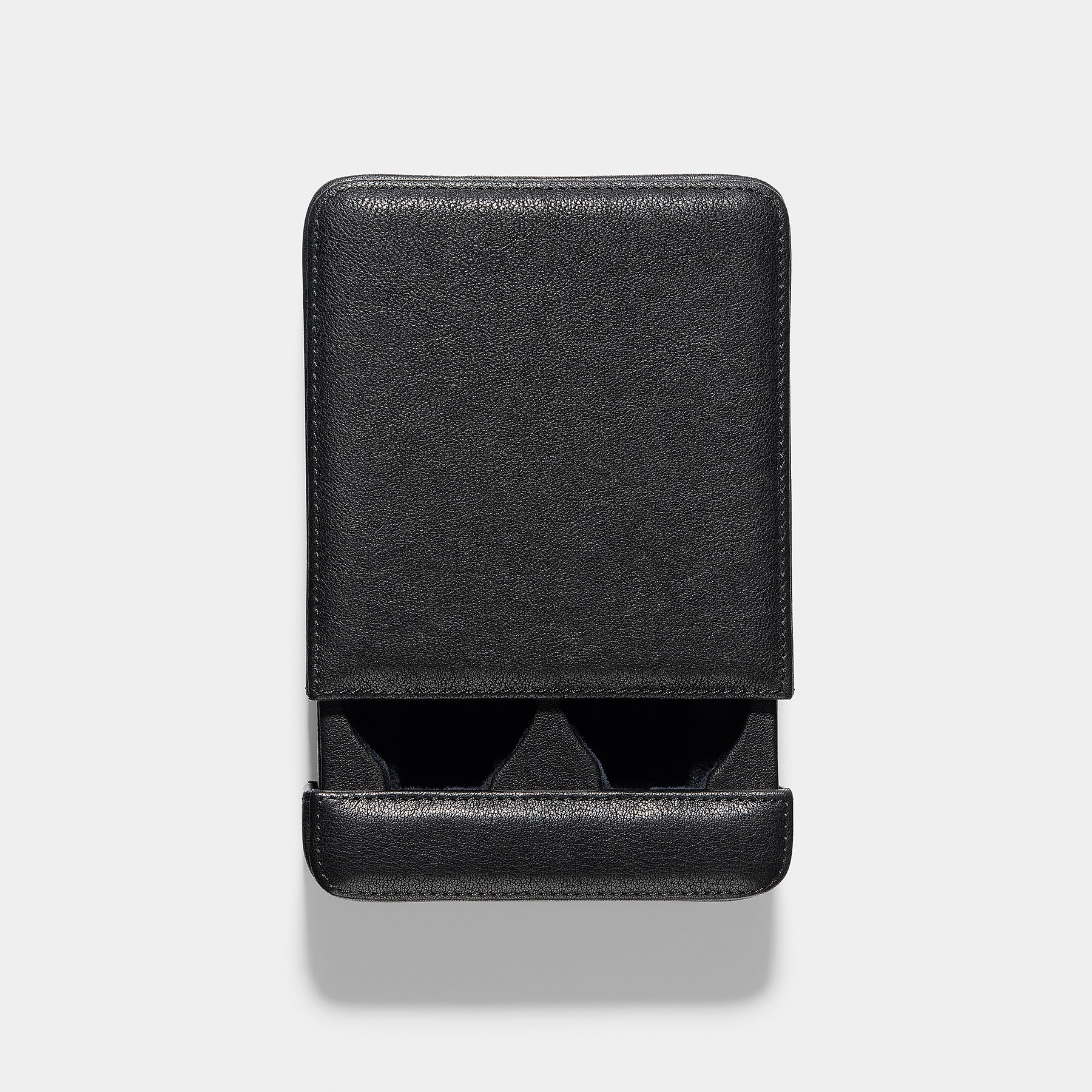 Black Leather 2 Watch Slider Box by Bulang and Sons