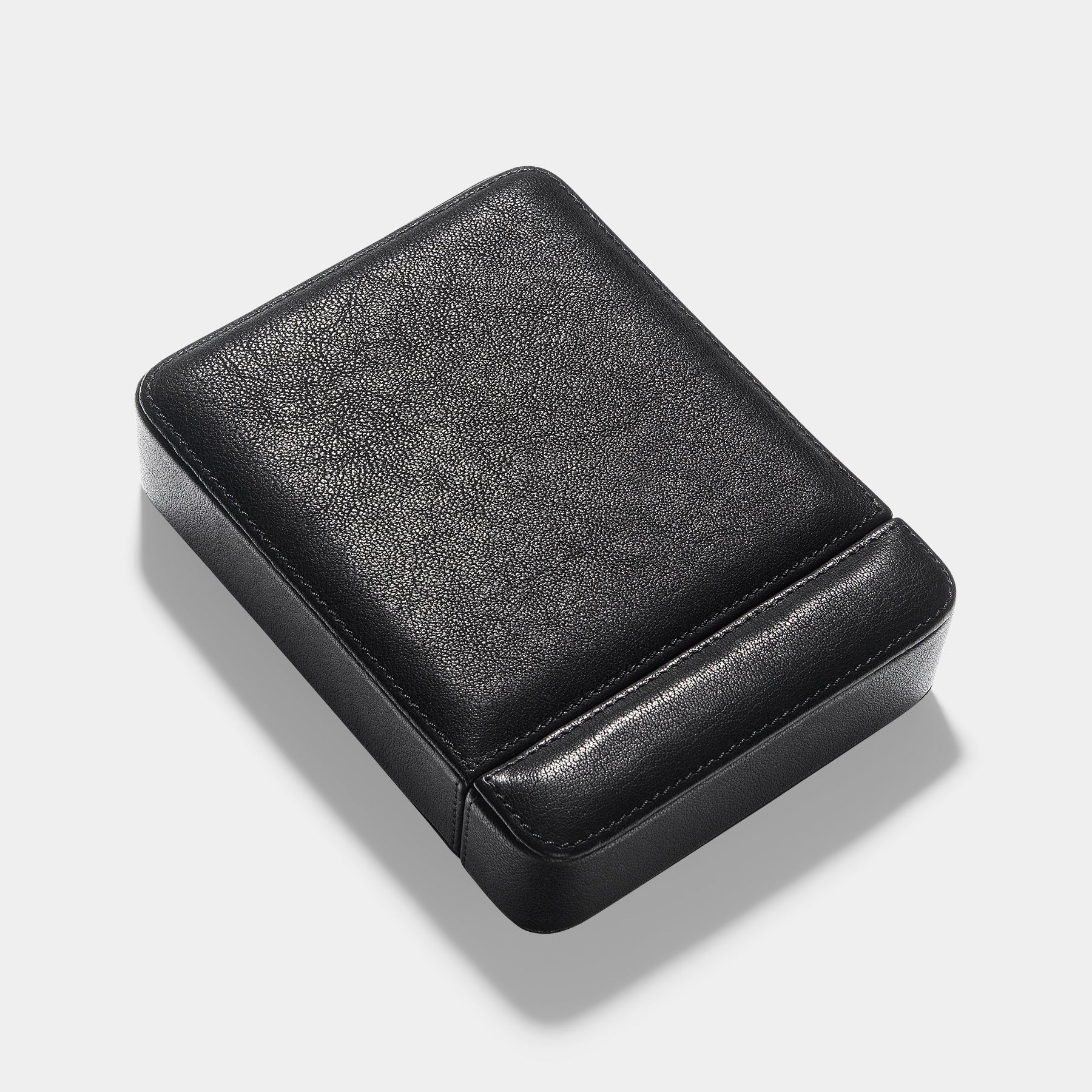 Black Leather 2 Watch Slider Box by Bulang and Sons