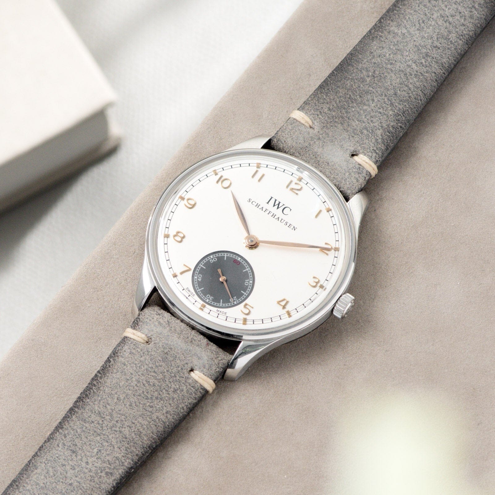 Rugged Grey Leather Watch Strap