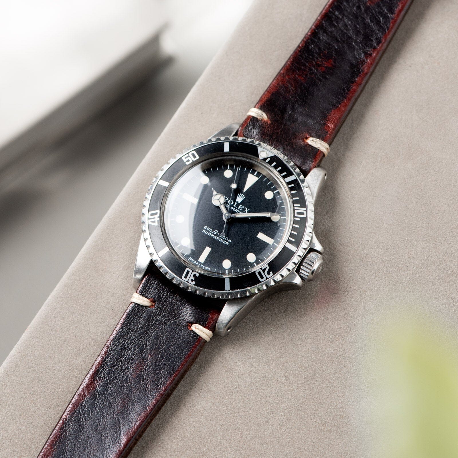 Rolex black 2024 leather strap