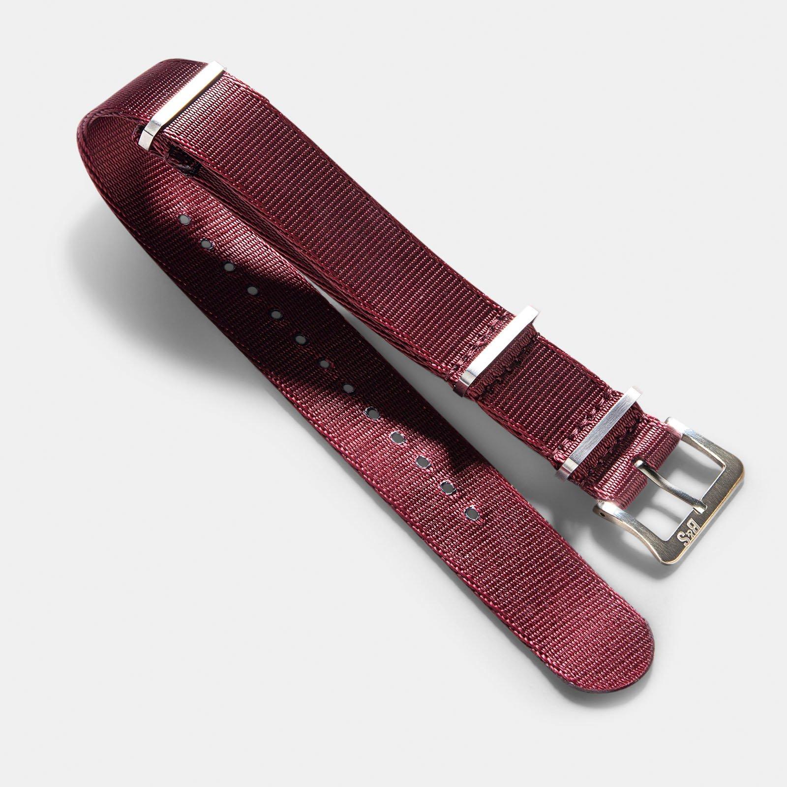 Strap for Rolex Explorer 2 - Nylon Single Pass Burgundy Red (20mm)