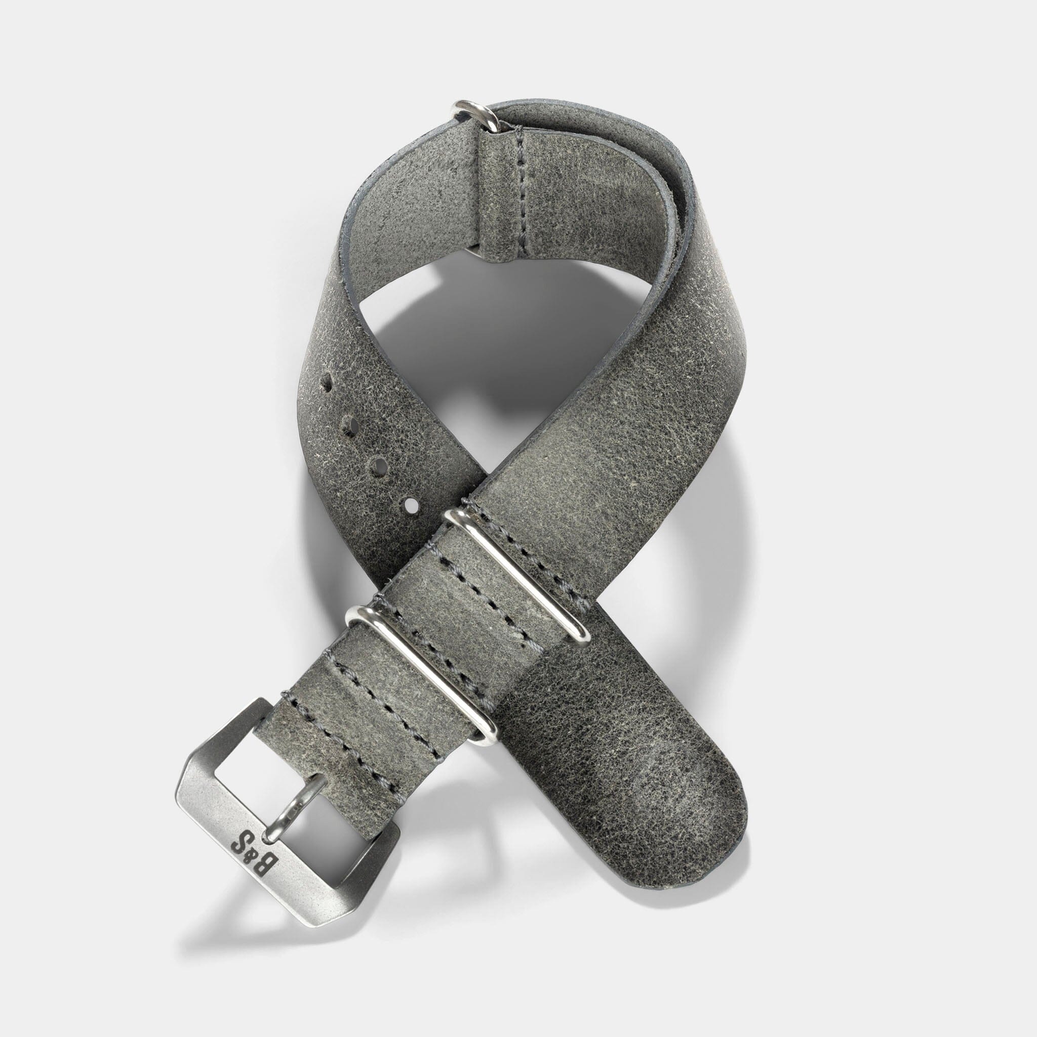The Mayfair Grey Nato Leather Watch Strap - Jubilee Edition