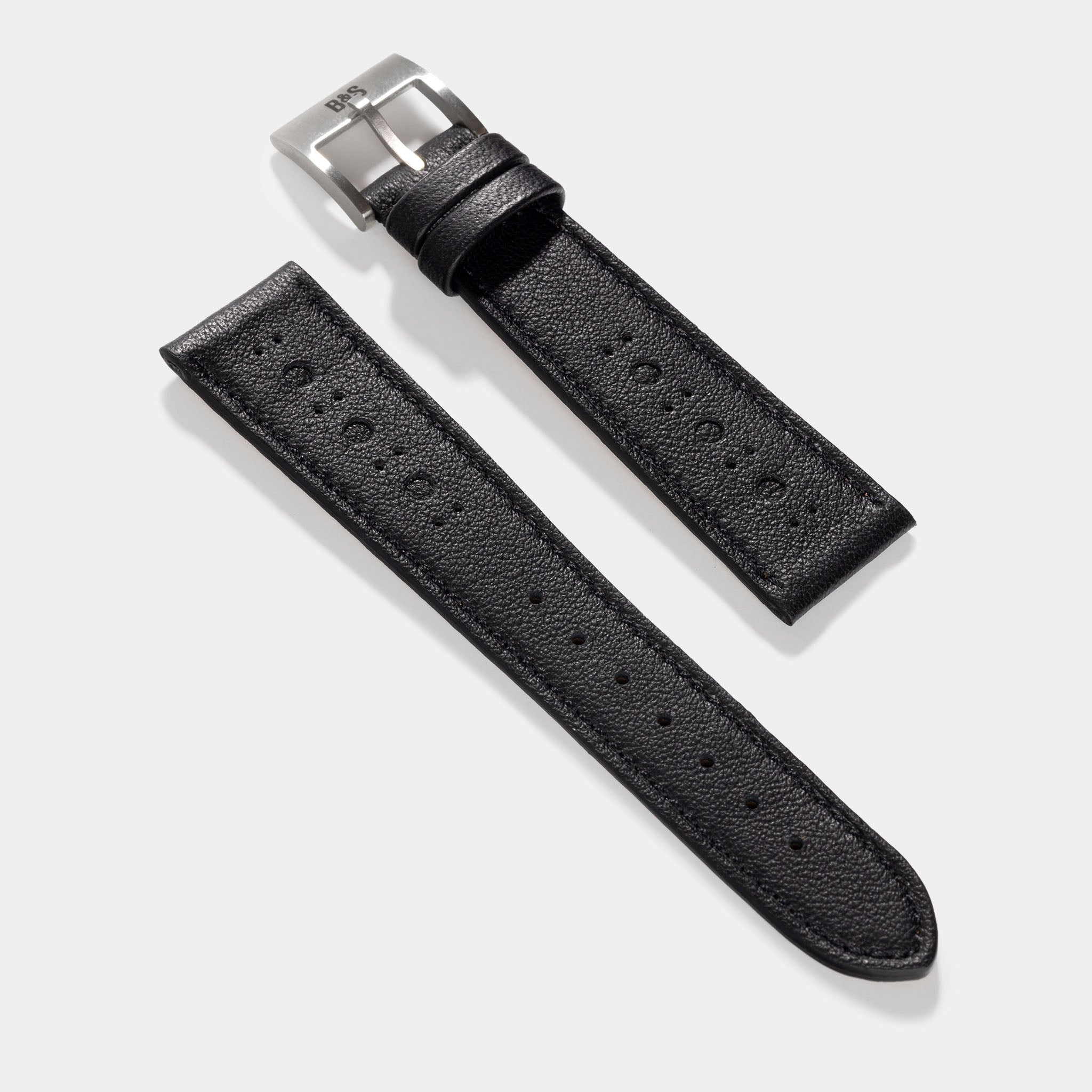 The Wall Street Black Brogue Leather Watch Strap – Jubilee Edition