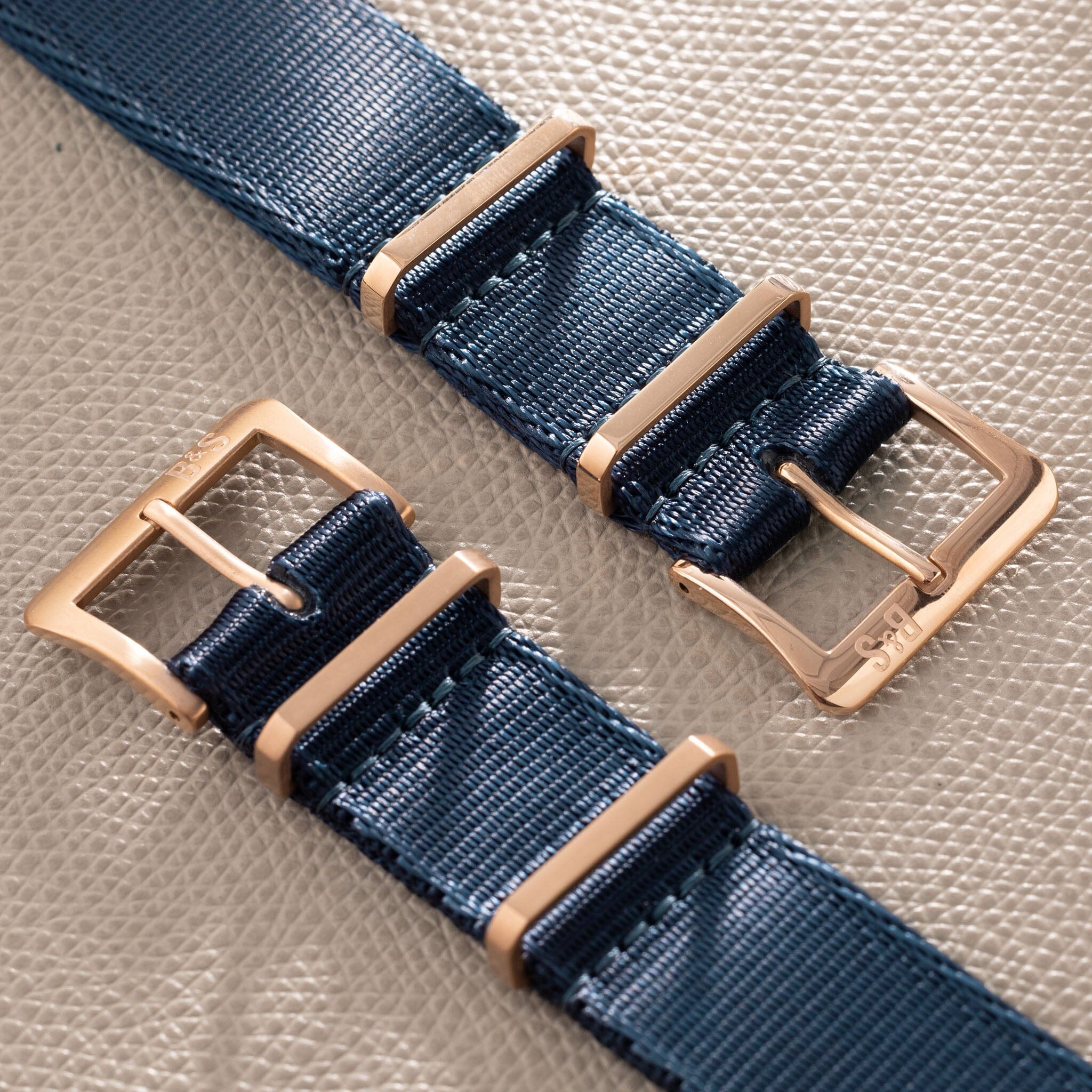 Deluxe Nylon Single Pass Watch Strap Navy Blue - Rose Gold