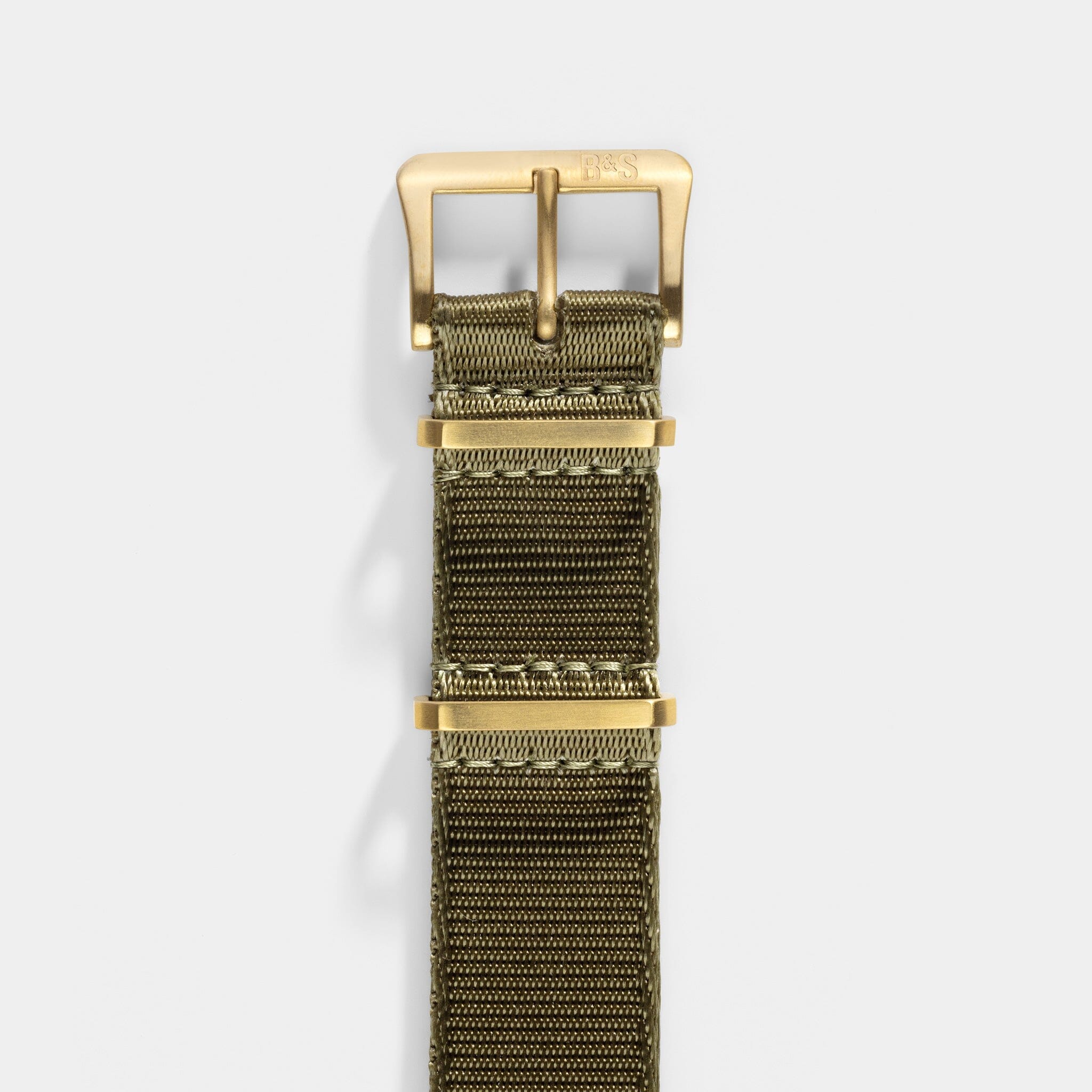 Deluxe Nylon Single Pass Watch Strap Olive Drab Green - Gold Brushed