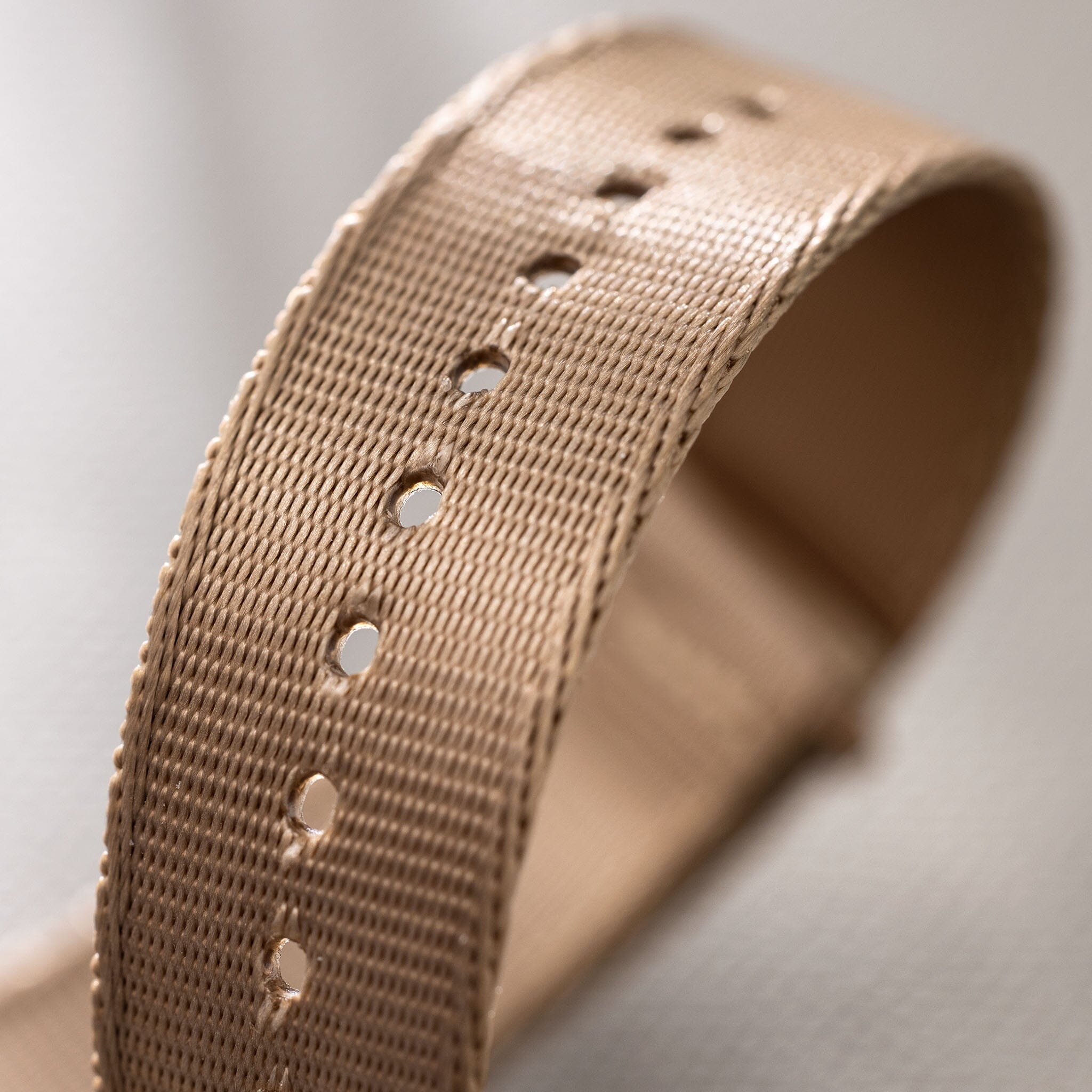 Deluxe Nylon Single Pass Watch Strap Coyote Brown - Rose Gold