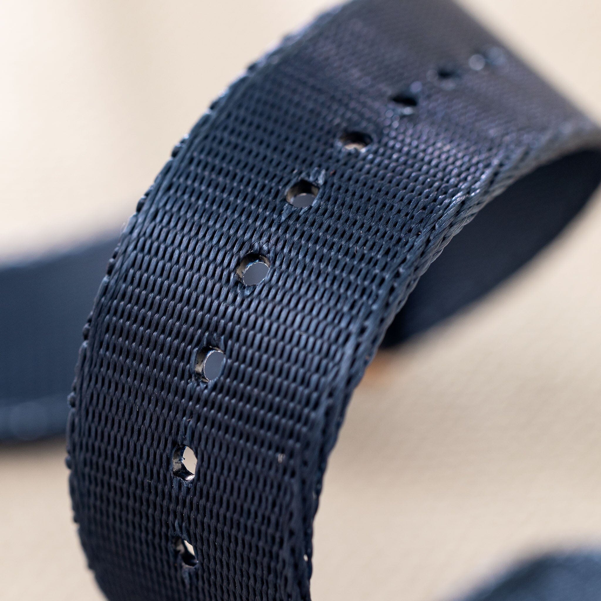 Deluxe Nylon Single Pass Watch Strap Navy Blue - Rose Gold Brushed