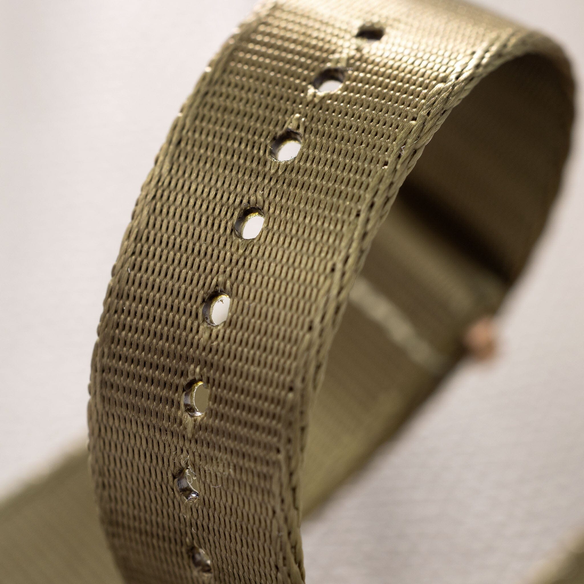 Deluxe Nylon Single Pass Watch Strap Olive Drab Green - Gold Brushed