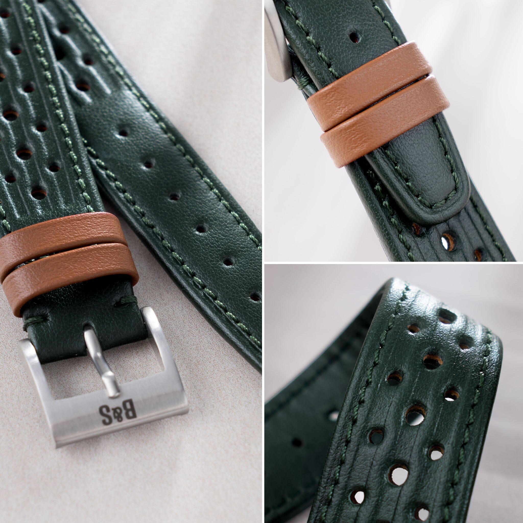 British Racing Green Leather Watch Strap - Jubilee Edition