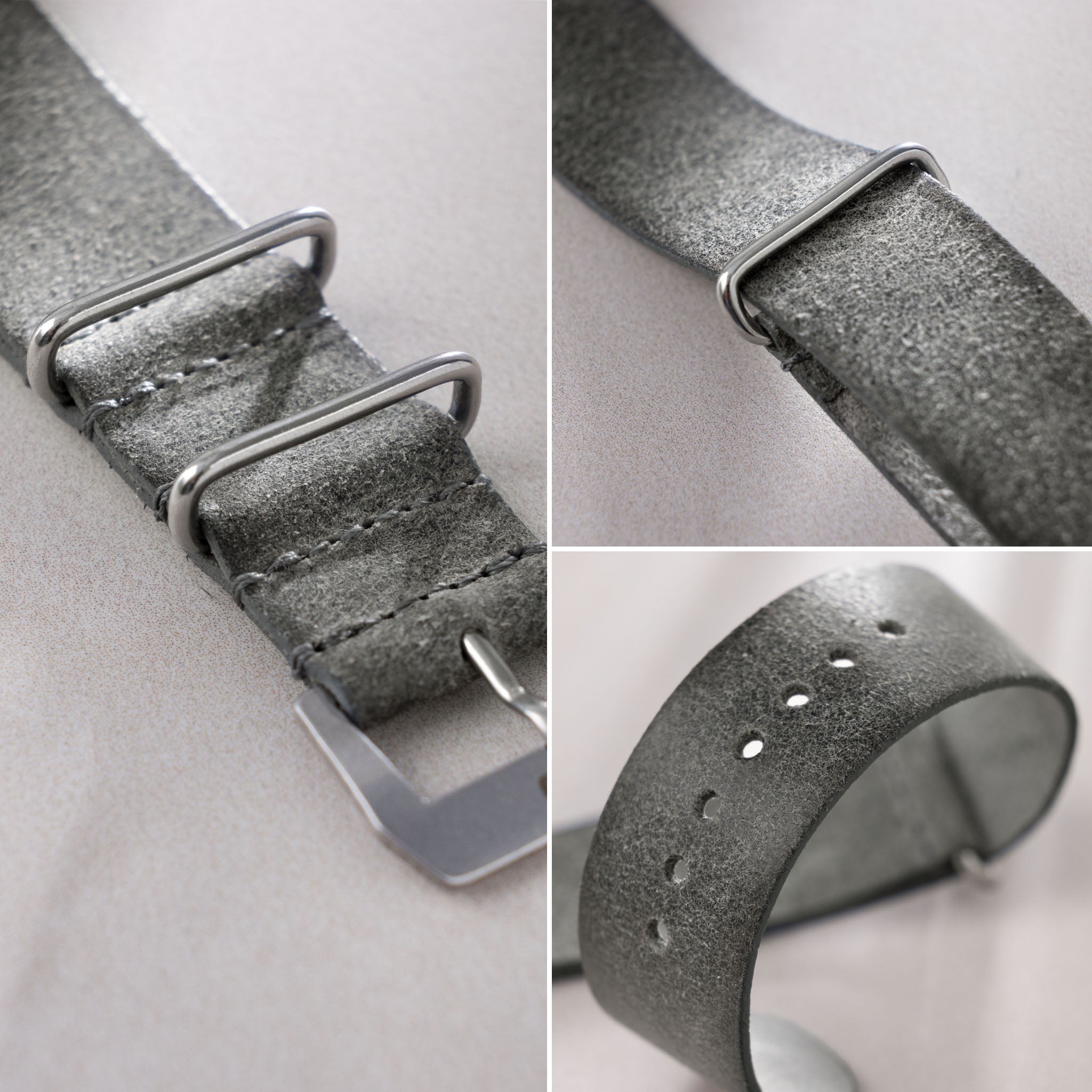 The Mayfair Grey Single Pass Leather Watch Strap - Jubilee Edition