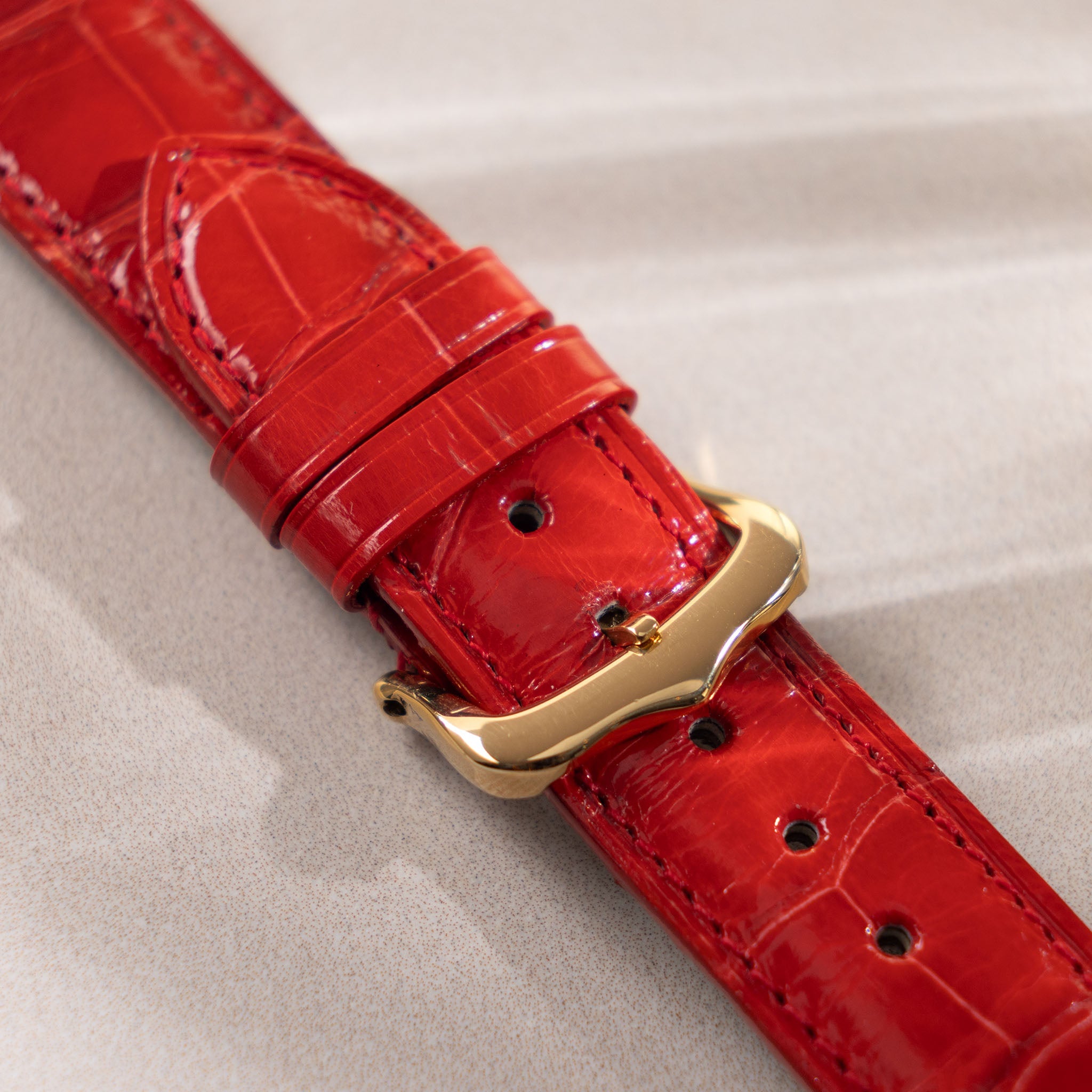 Strap for Cartier 17.5 mm - The Deep Red Full Cut Alligator Watch Strap