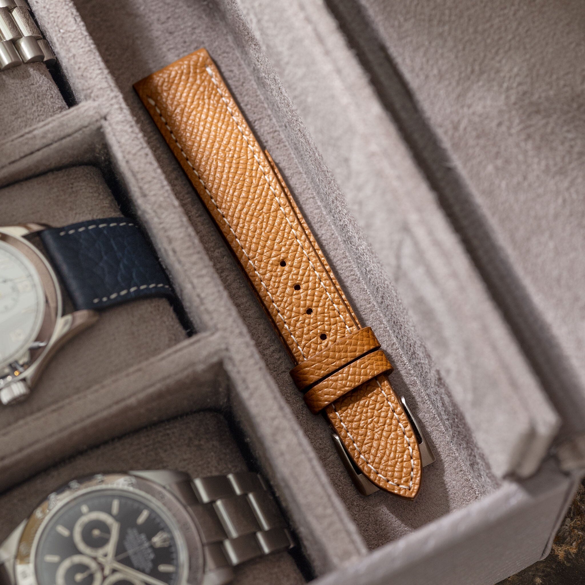Luxury Taupe Leather Watch Case