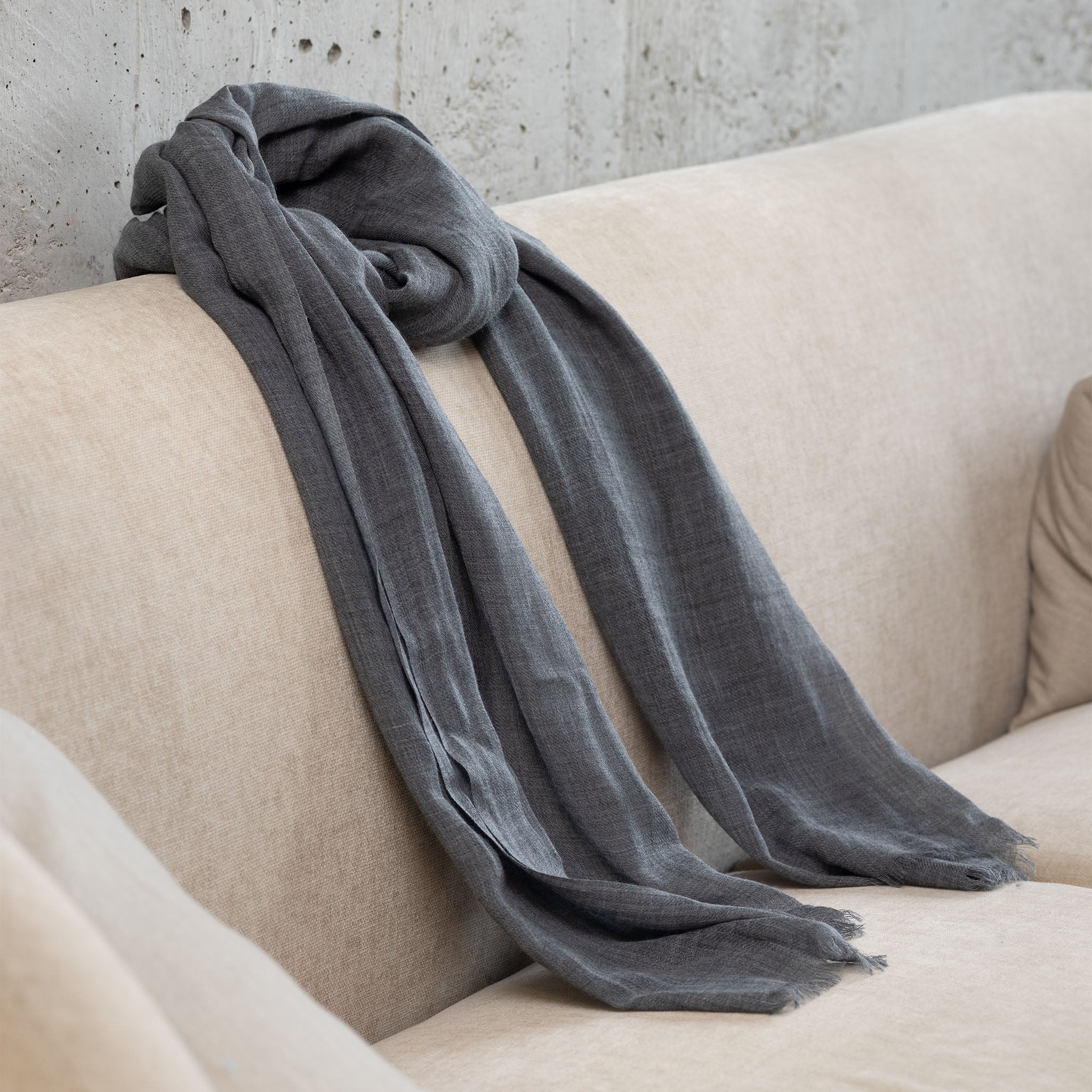 Rolex Grey Oversized Wool Scarf