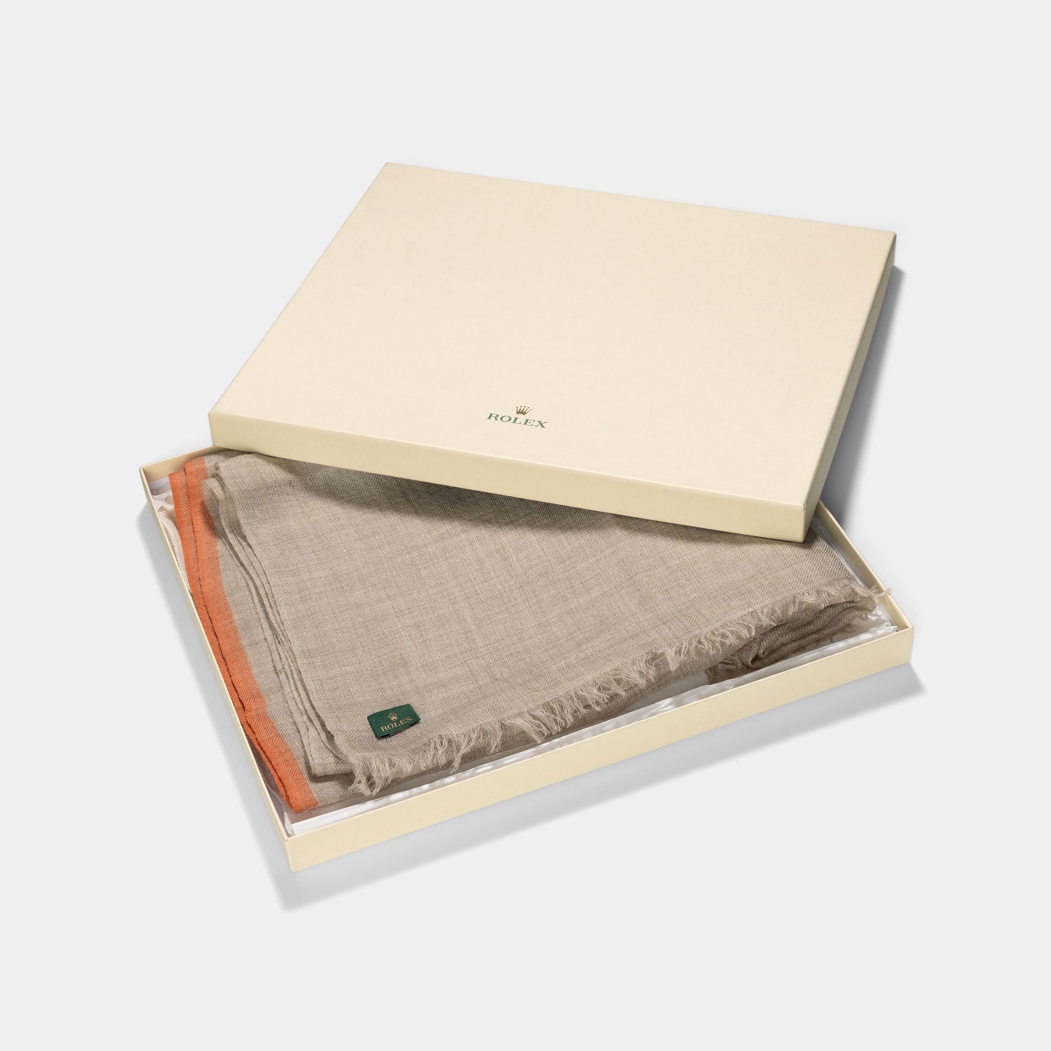 Rolex Taupe coloured Cashmere Scarf