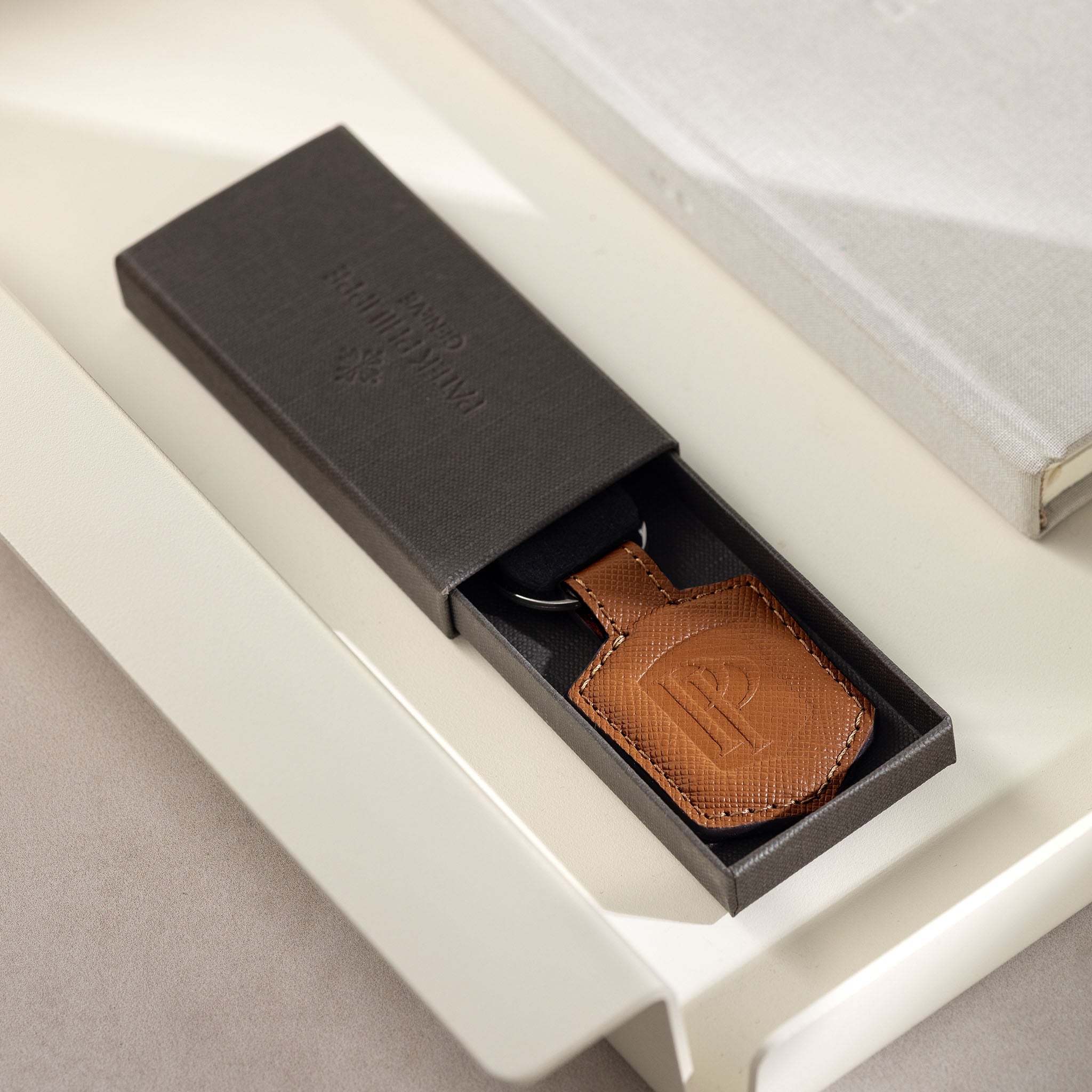 Patek Philippe Tan brown  Saffiano Leather key ring