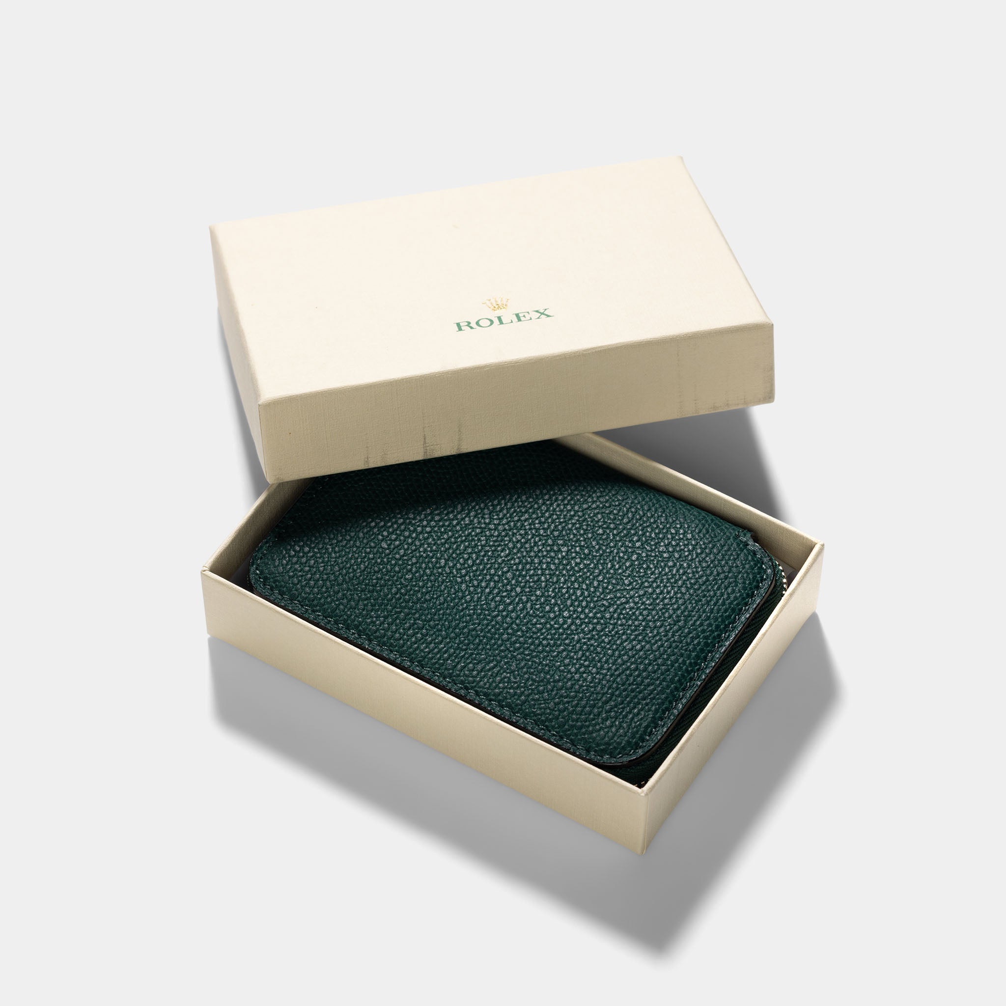 Rolex Green Pebbled Leather Zipped Card Case