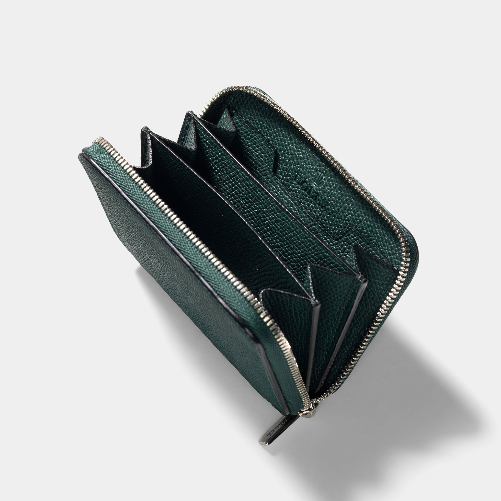 ROLEX グリーンショップ袋とカードケース Rolex Green Pebbled Leather Zipped Card Case