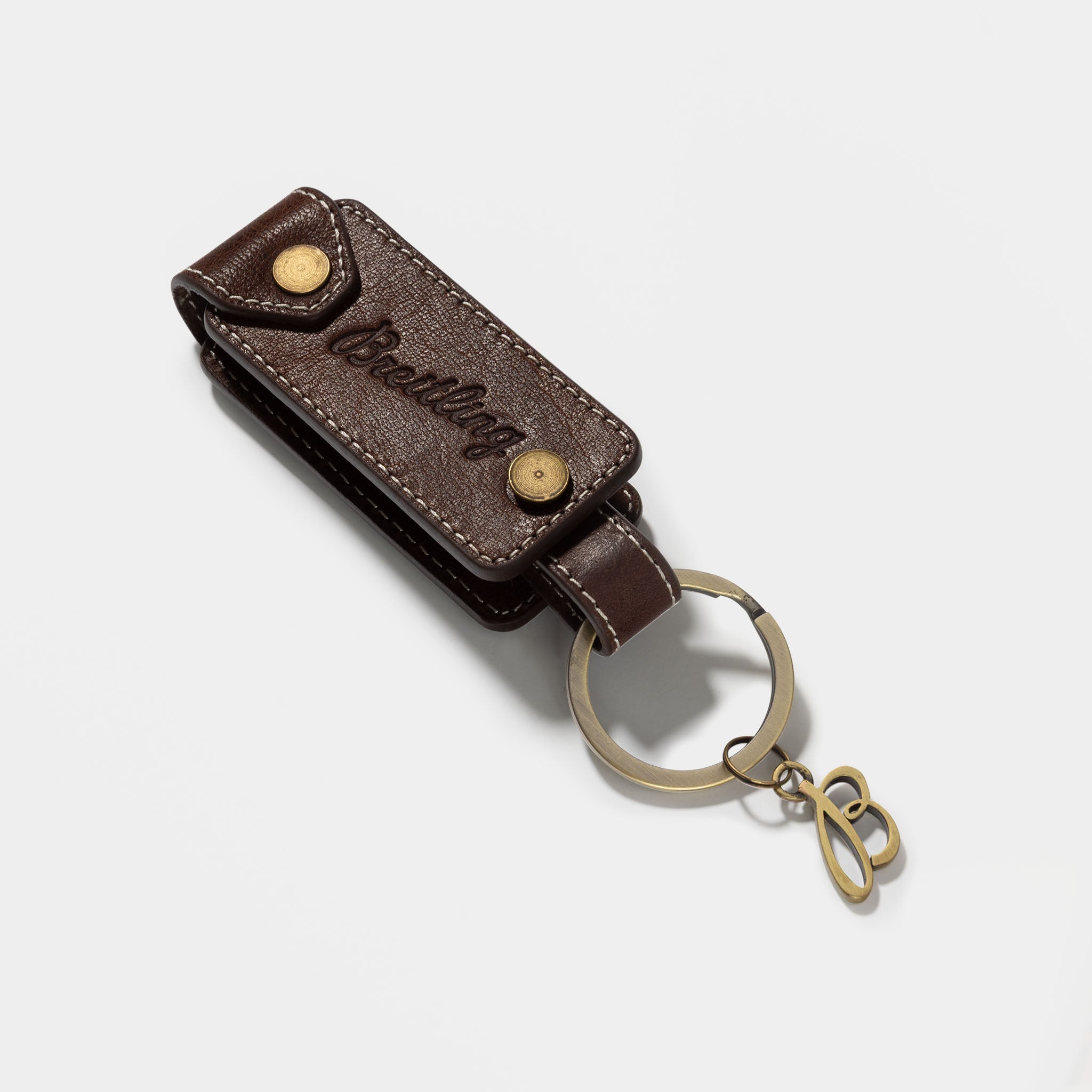 Breitling Chestnut Brown Leather Key Hanger