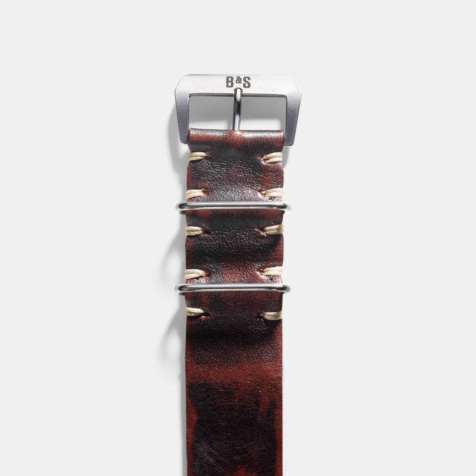 Diablo Black Single Pass Leather Watch Strap