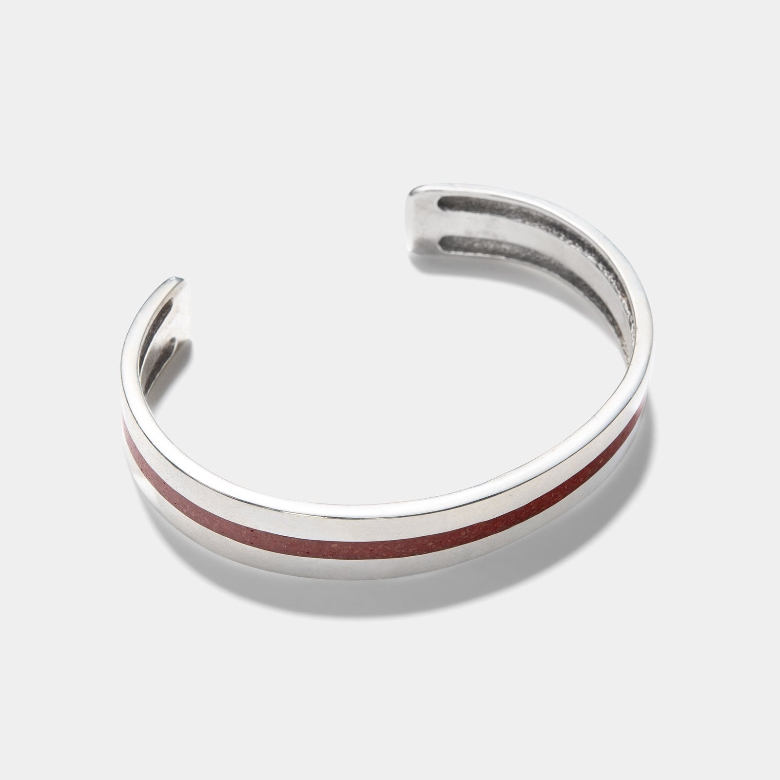 Sample Sale - Navajo Red Coral Chip Inlay Silver Cuff