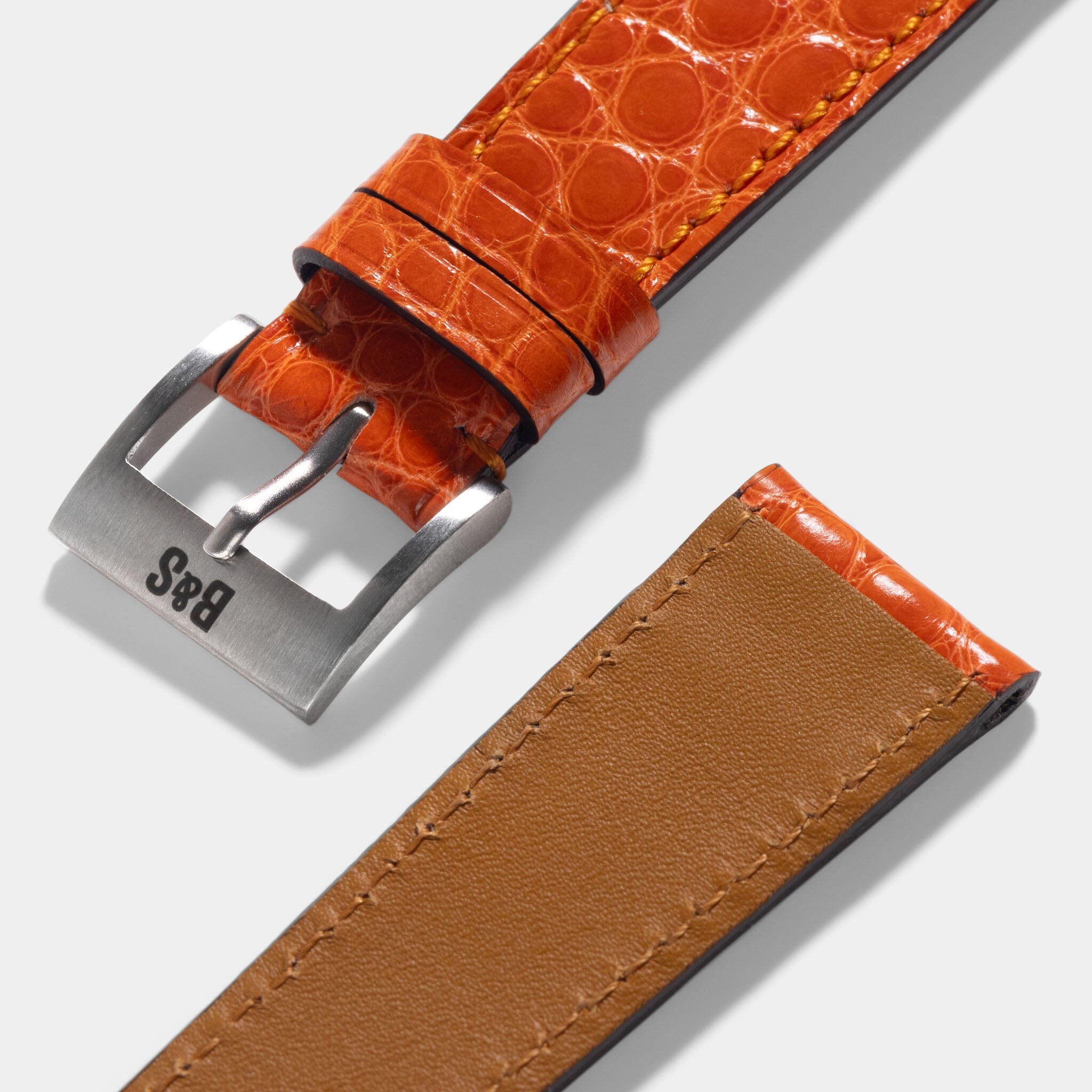 Orange Alligator Leather Watch Strap for Rolex watches