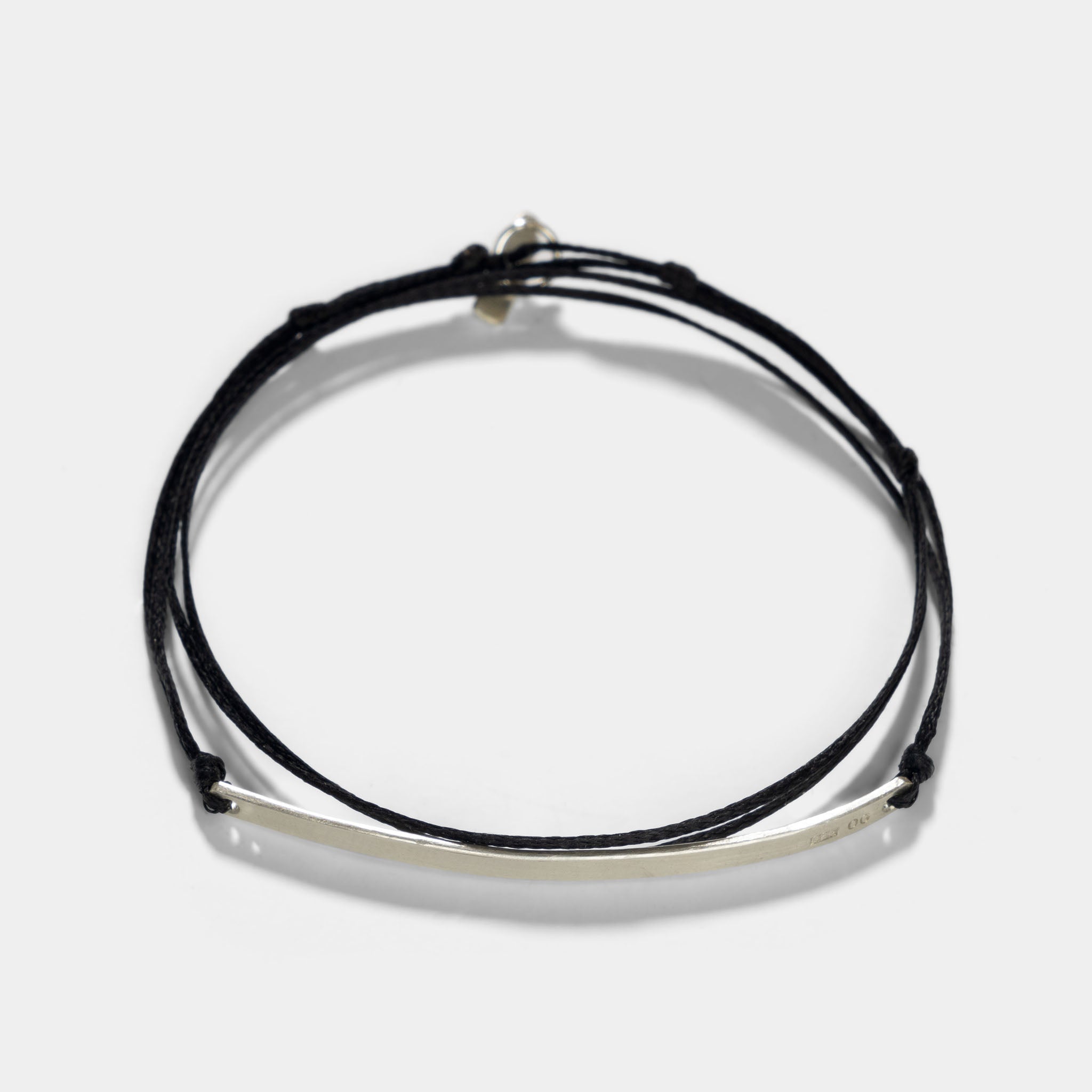 Oskar Gydell Cord Bracelet With Half Silver Bangle Black