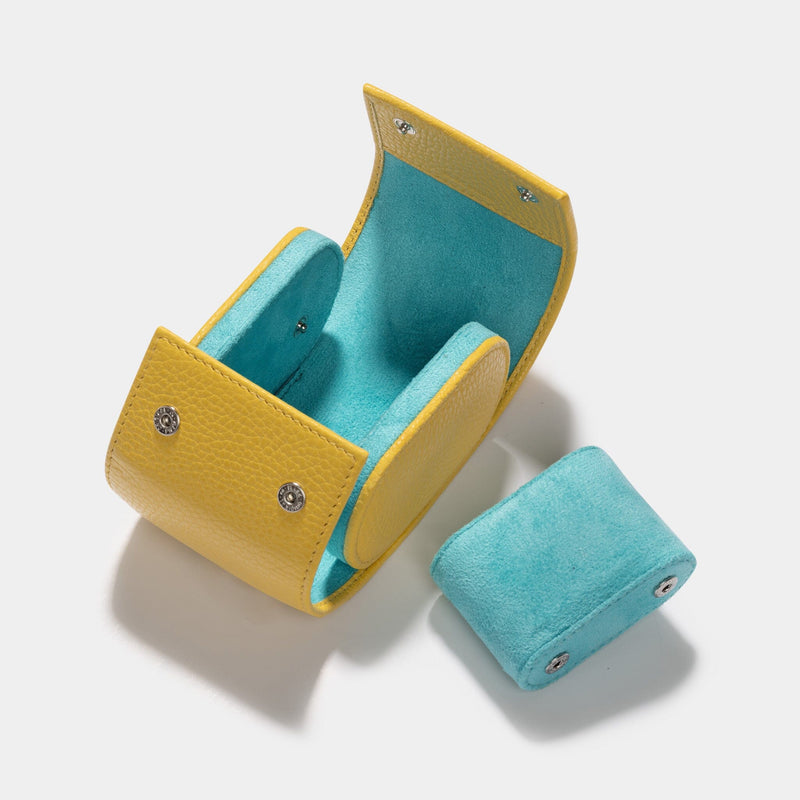 Oval Single Watch Rich Yellow Leather Watch Box Bulang and Sons