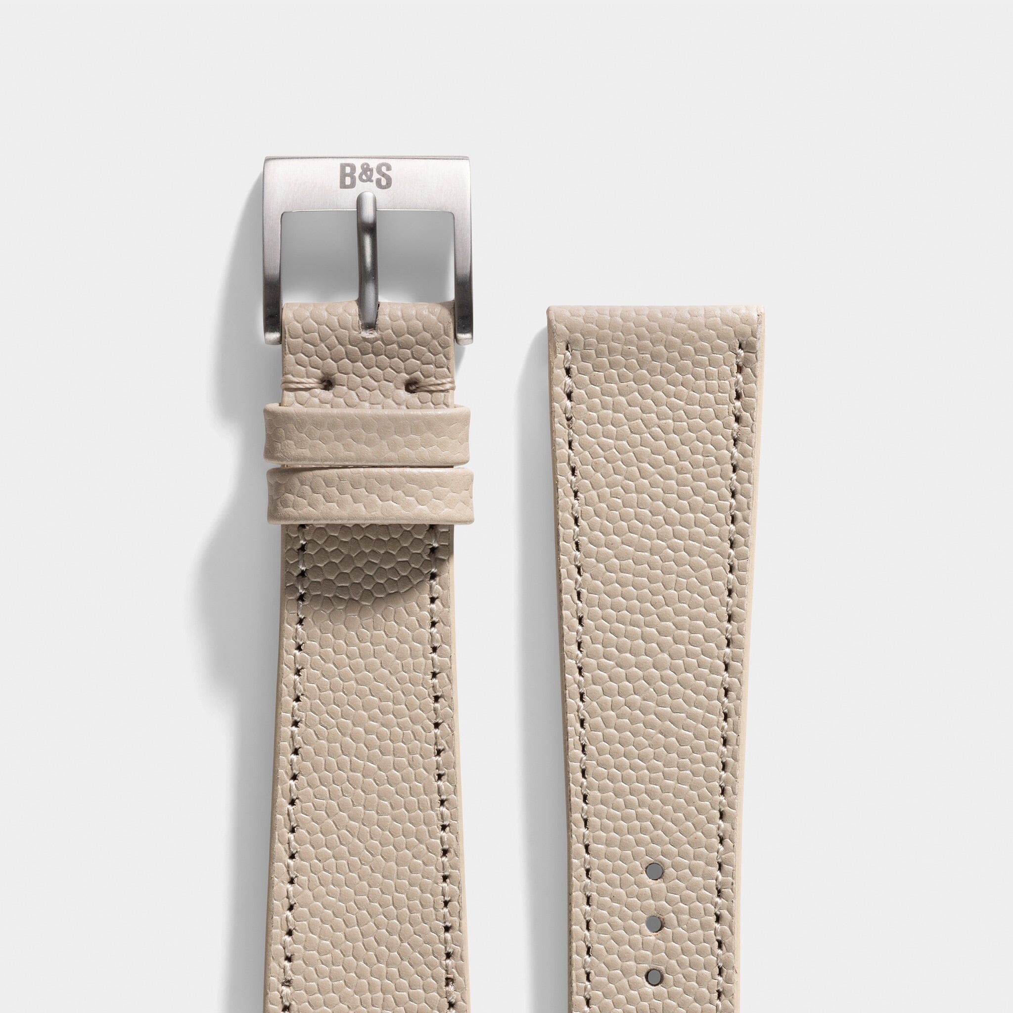 Pebbled Creme Tonal Leather Watch Strap
